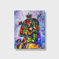 "Murder of Sadness", Abstract Biomorphic Cubist Acrylic Painting