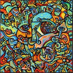 alexander arshansky Colorful Abstract Painting, "On My Mind"