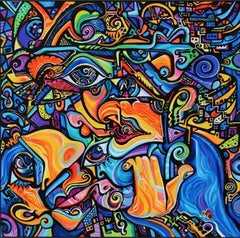 Alexander Arshansky - Contemporary Colorful Cubist Abstract Painting, "GO" Contemporary Colorful Cubist Abstract Painting, "GO"