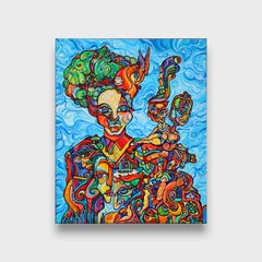 Contemporary Cubist Figurative Painting, "Self Reflection"