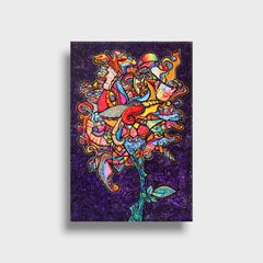 Peinture florale cubiste contemporaine, « Derangement floral ».
