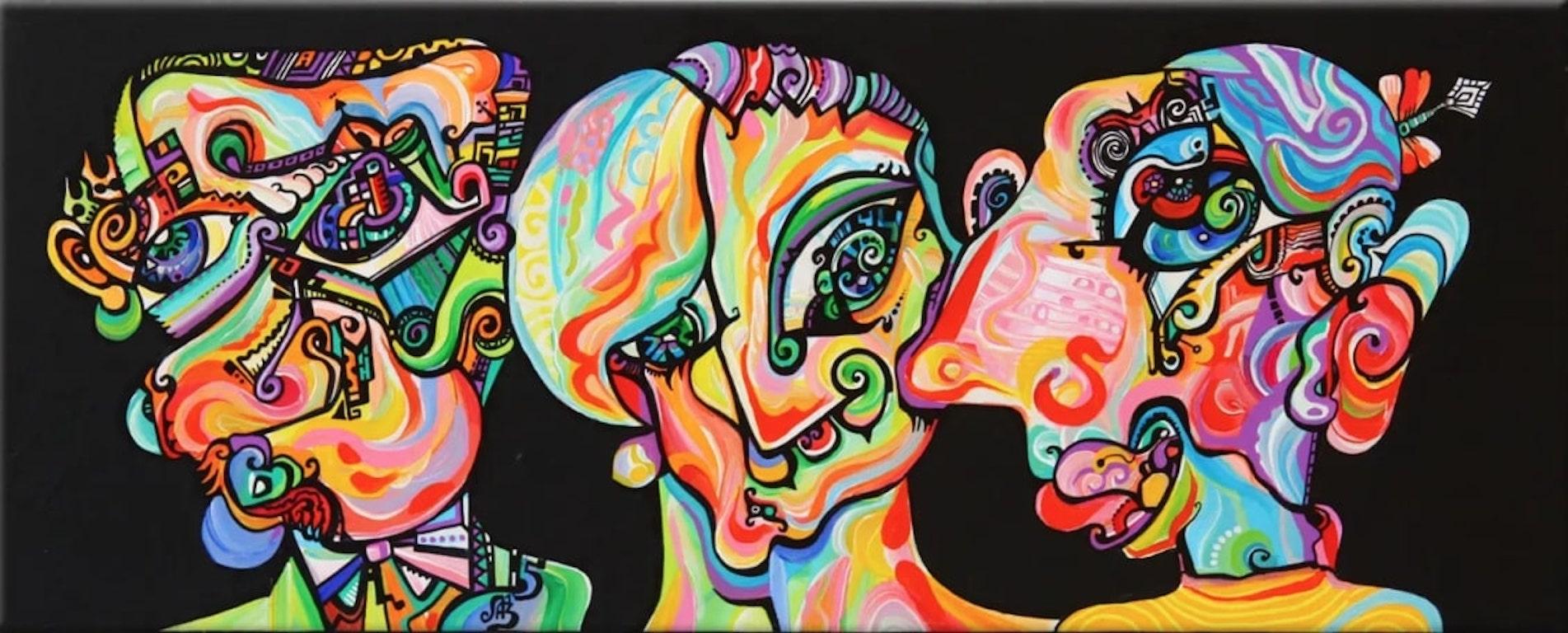 Alexander Arshansky - Contemporary Cubist Painting, "Contestants" For Sale  at 1stDibs