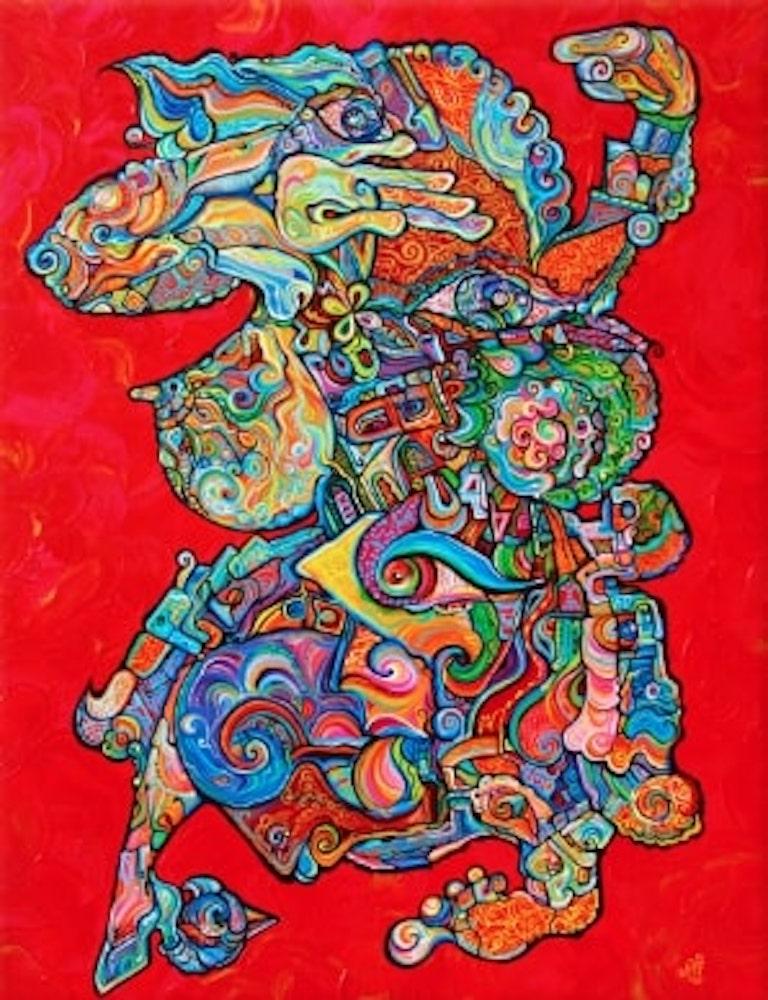 Abstract Painting Alexander Arshansky - Peinture figurative cubiste, « La danse ultime »