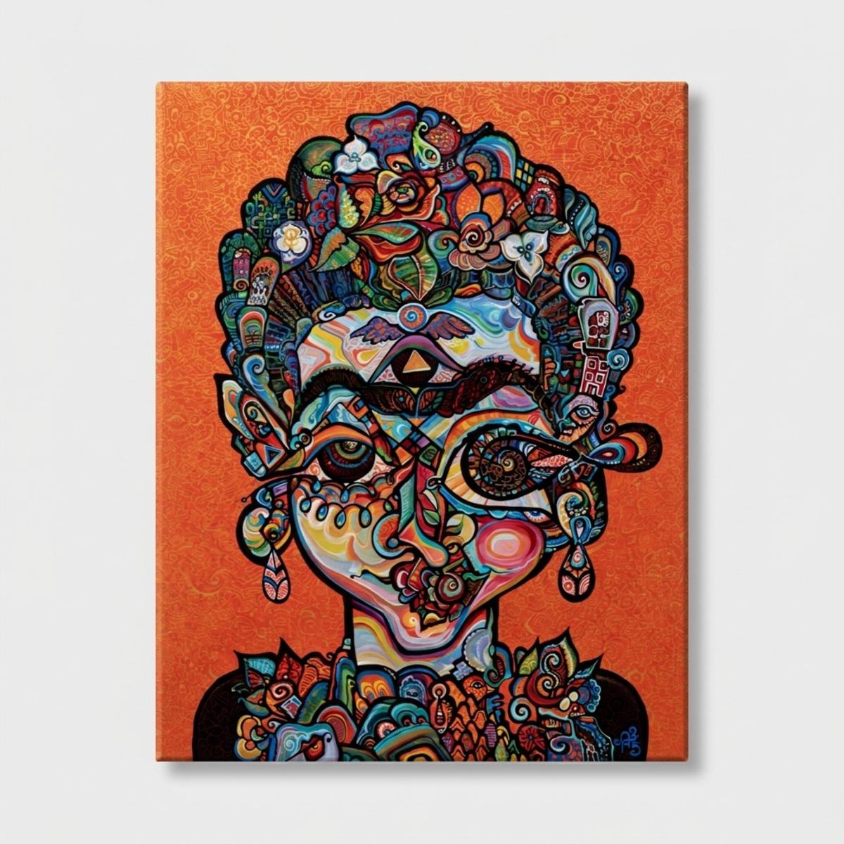 Abstract Painting di Alexander Arshansky - "Frida To My People", dipinto acrilico cubista, 2025, senza cornice, 76 x 61 cm