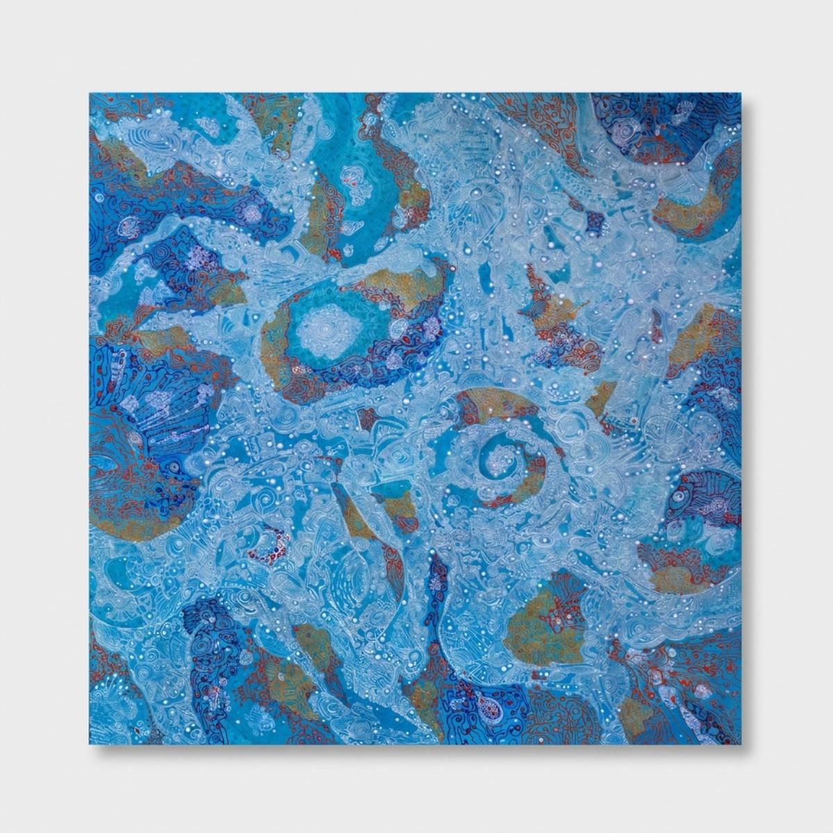 Abstract Painting de Alexander Arshansky - Pintura abstracta «Koi», acrílico y técnica mixta, 48 x 48, sin enmarcar