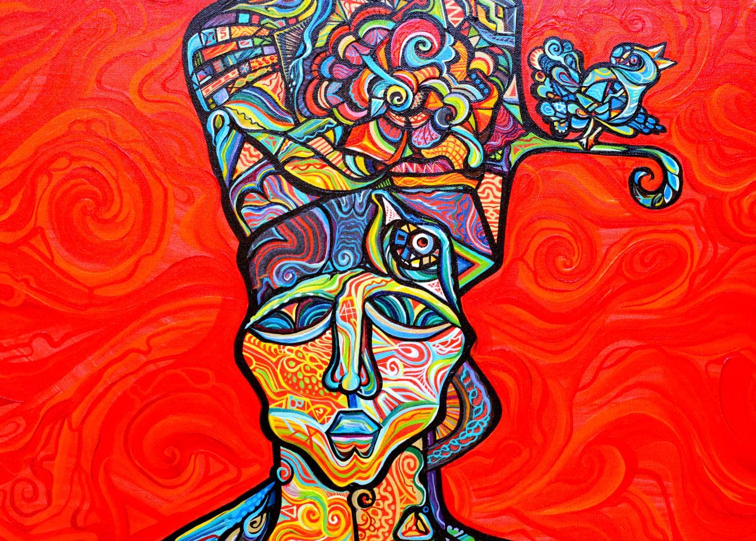Pittura cubista figurativa biomorfa intitolata 