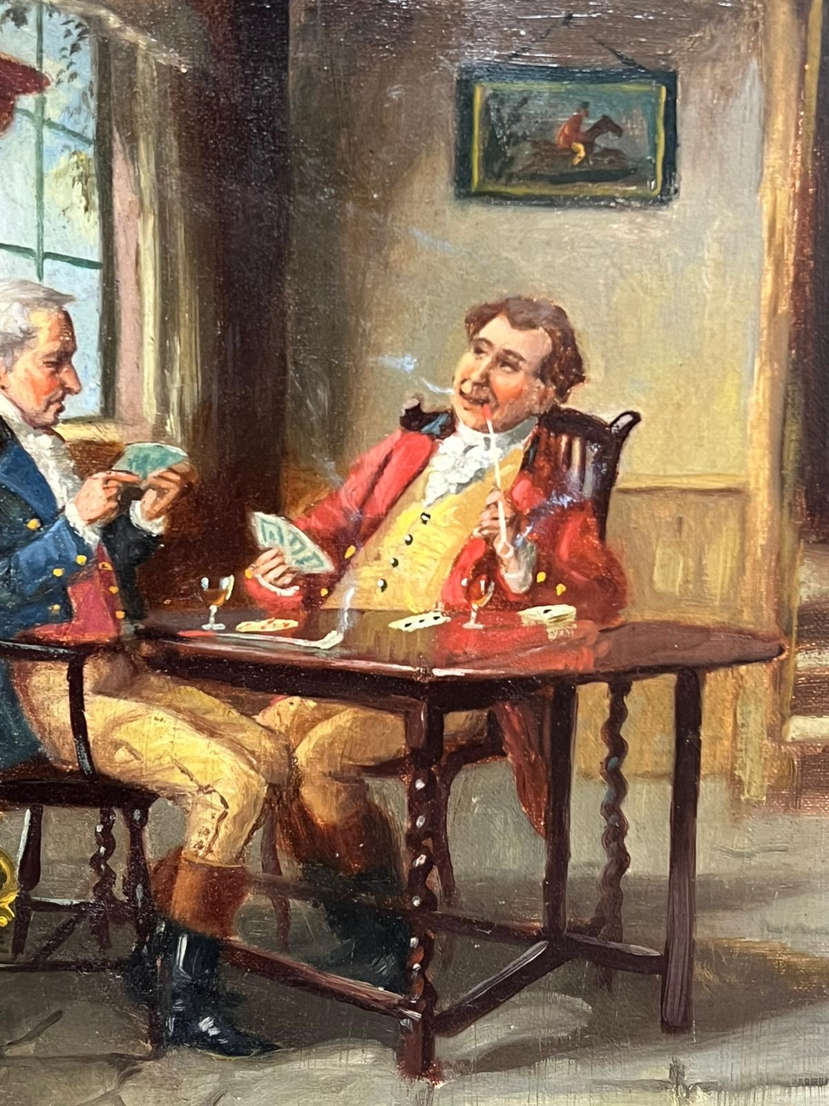 Juego de cartas en el salón
de ALEXANDER AUSTEN (1859-1924)
óleo sobre lienzo firmado, enmarcado
enmarcado: 17 x 15 pulgadas
lienzo: 12 x 10 pulgadas
Procedencia: Colección privada, Yorkshire, Inglaterra
Estado: en general, muy buen