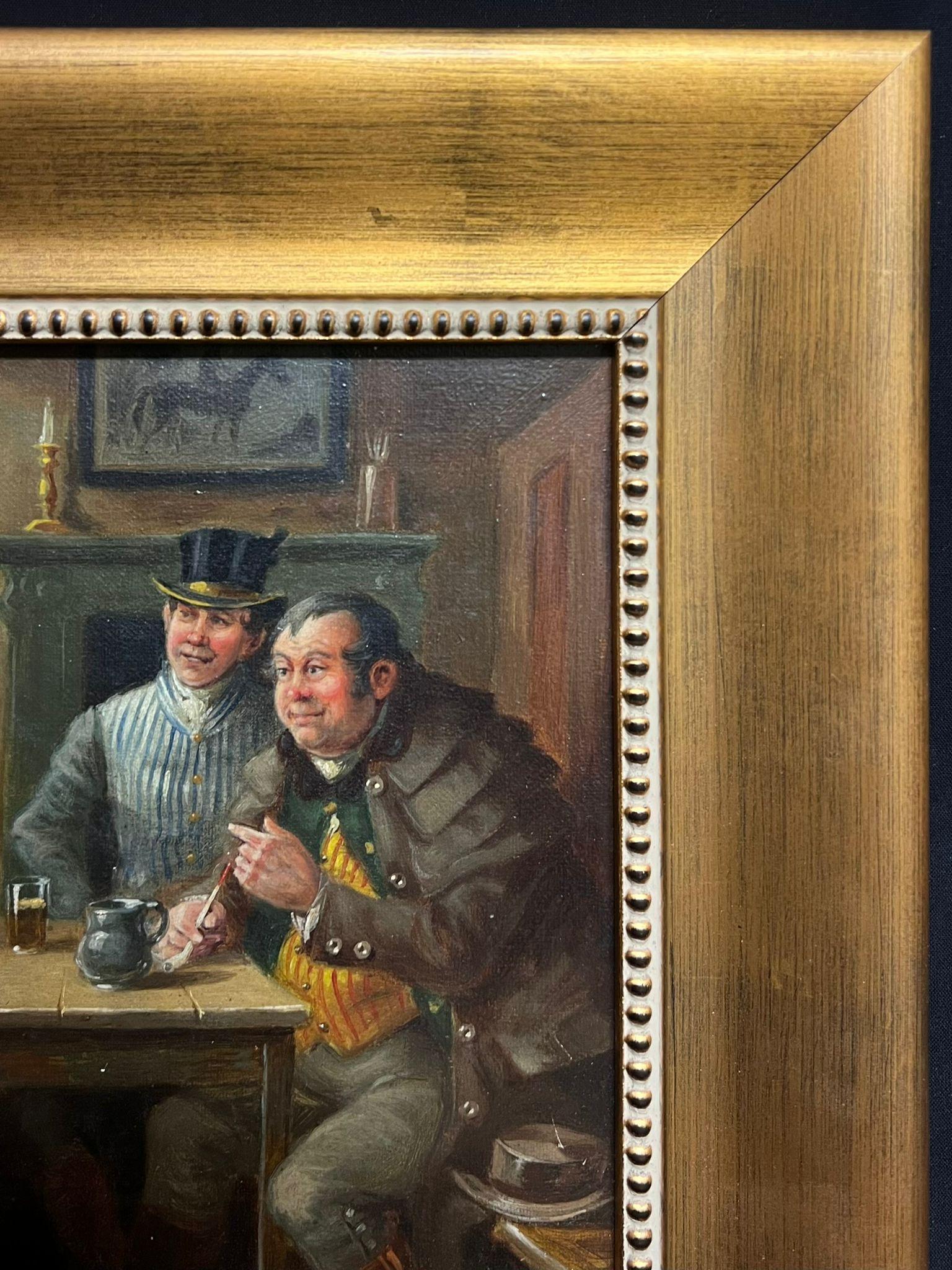 Scena di taverna vittoriana Tre gentiluomini che conversano bevendo un drink Pittura ad olio in vendita 5