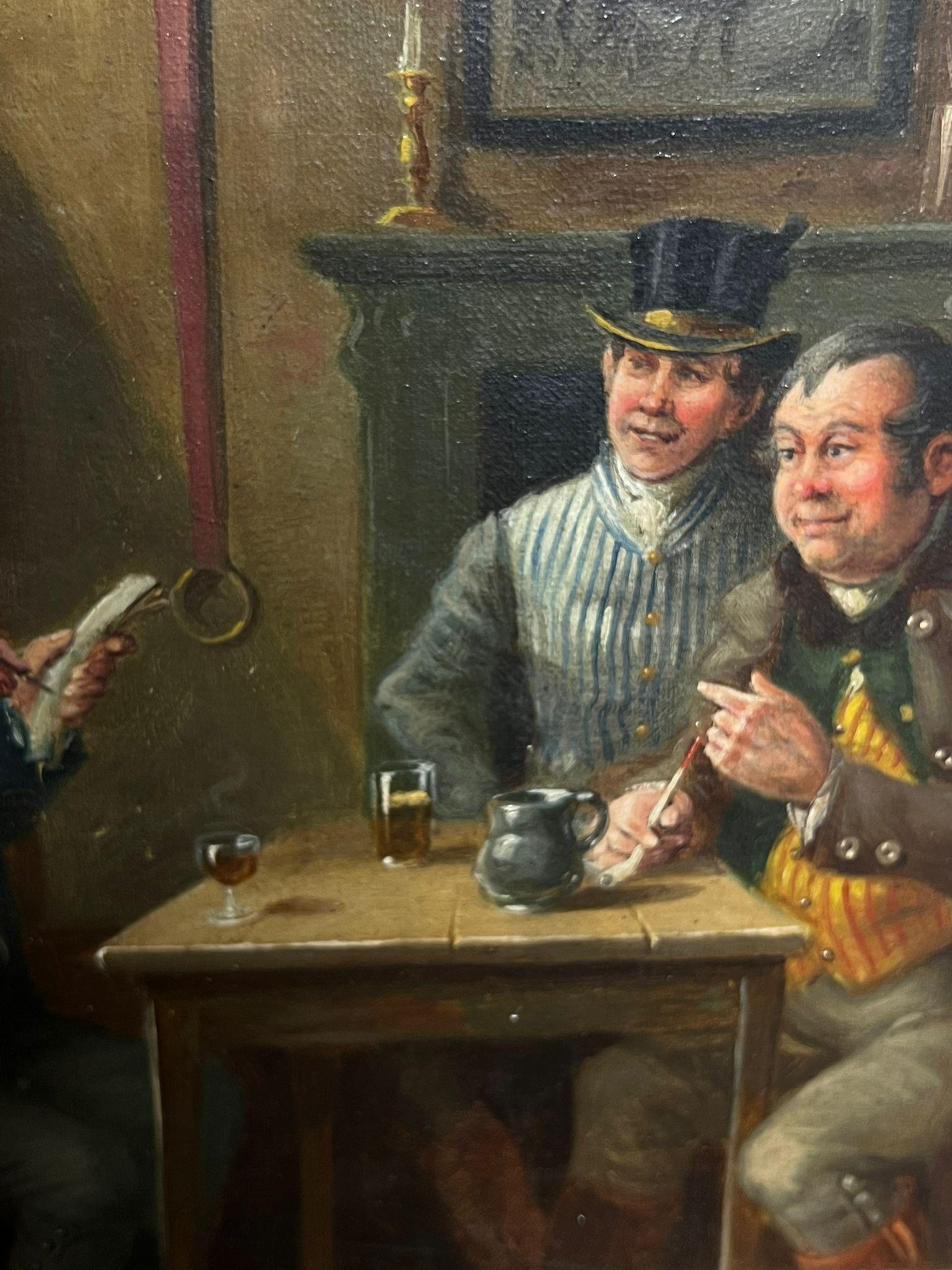 Scena di taverna vittoriana Tre gentiluomini che conversano bevendo un drink Pittura ad olio in vendita 4