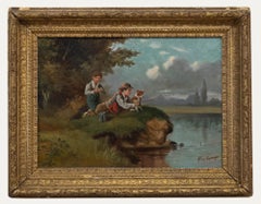Alexander Austen (1859-1924) - Early 20th Century Oil, Boys Fishing