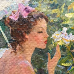 Giornata d'estate, olio su tela post-impressionista francese  stile