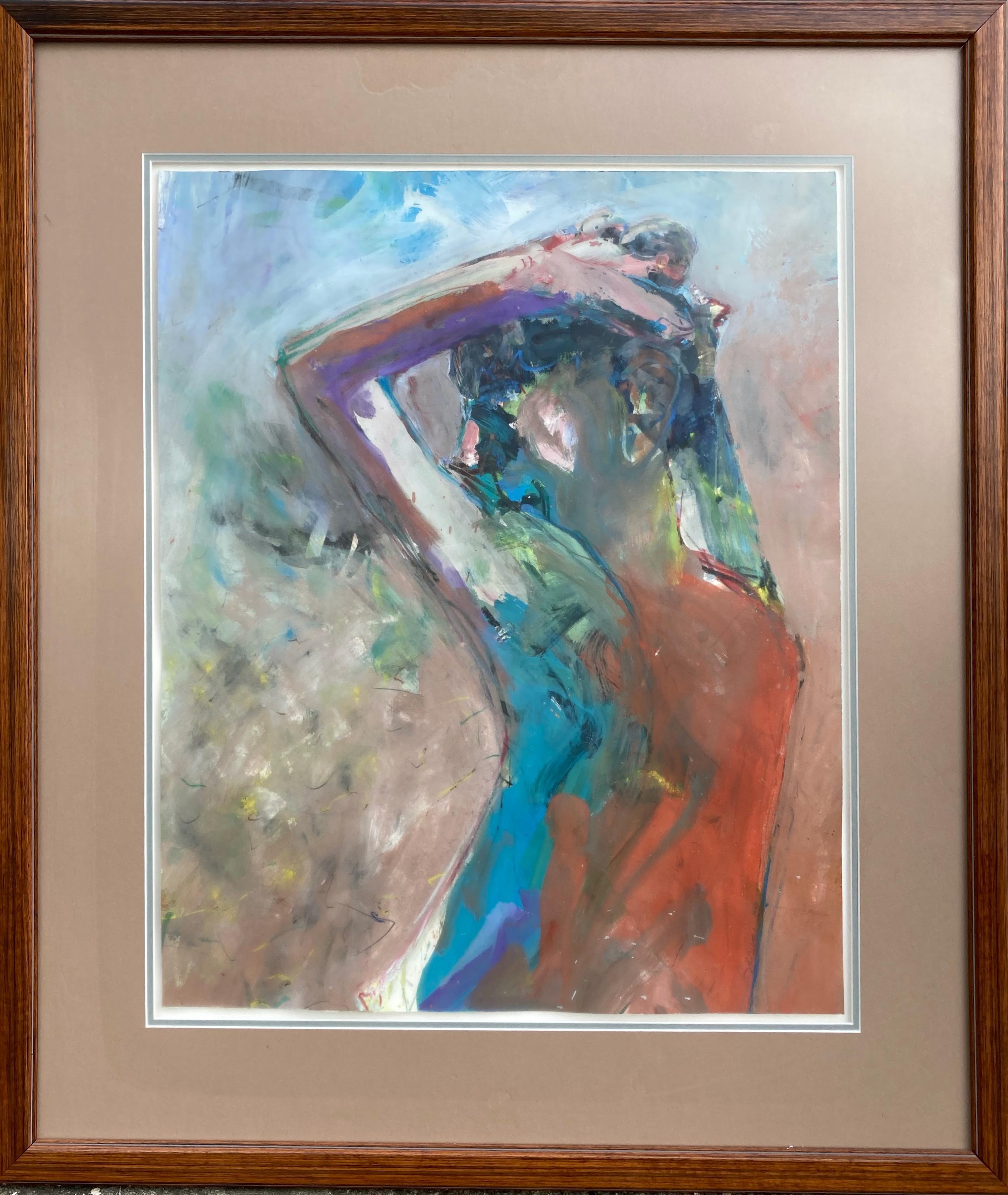 Alexander Barnes Abstract Painting - "Untitled" - Portrait of a Woman, Framed Modern Late 20th Century Painting