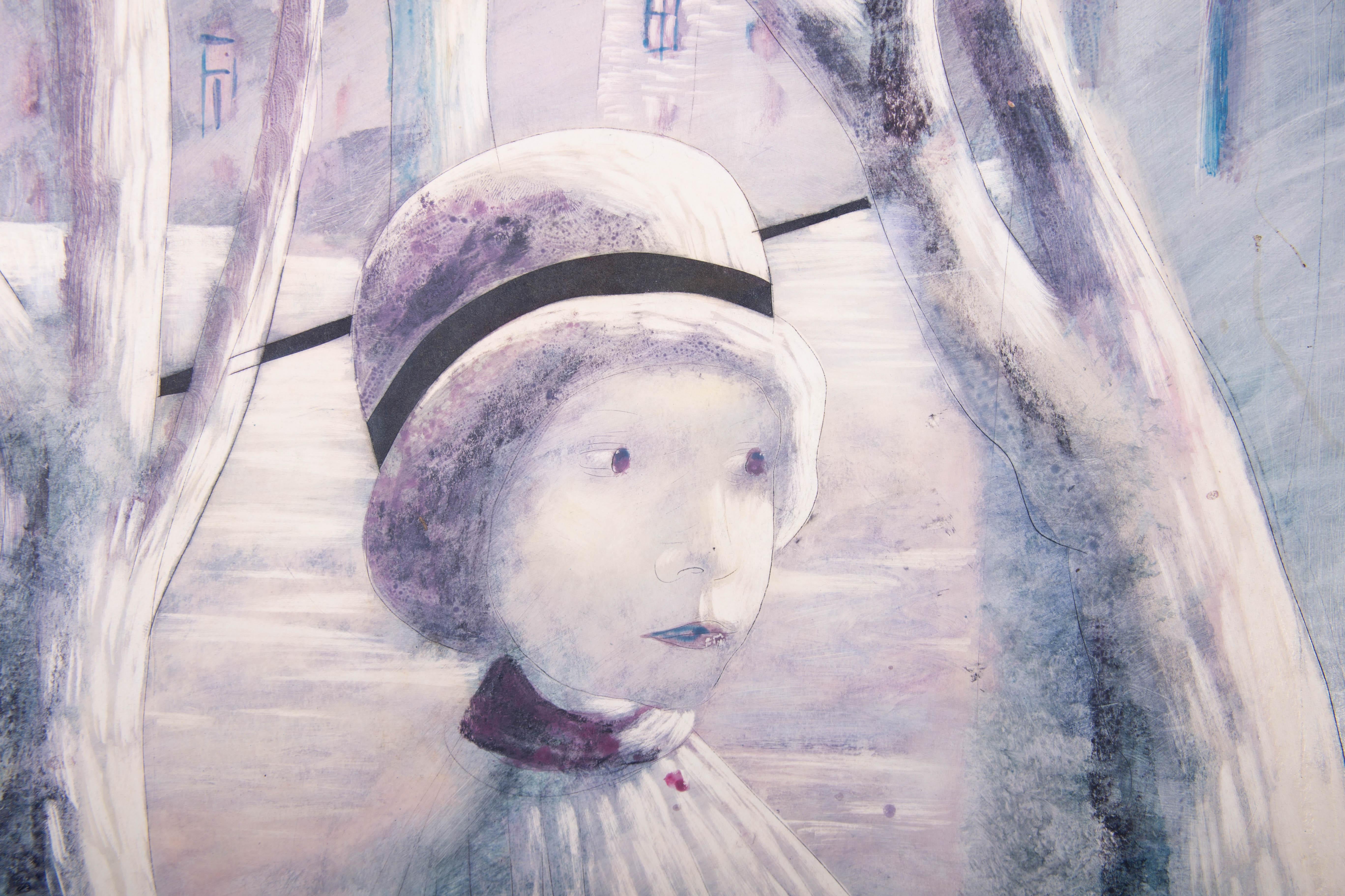 Alexander Bazarin - Russian School 2002 Encaustic Painting, Winter For Sale 3