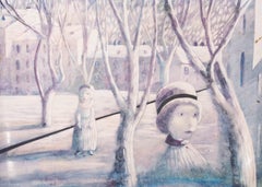Vintage Alexander Bazarin - Russian School 2002 Encaustic Painting, Winter