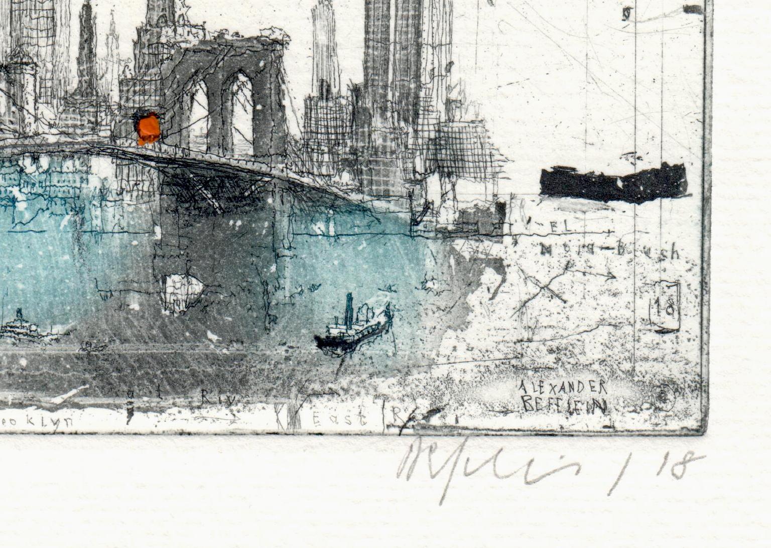 New York, Brooklyn Bridge, Alexander Befelein Contemporary Limited Edition Print For Sale 2