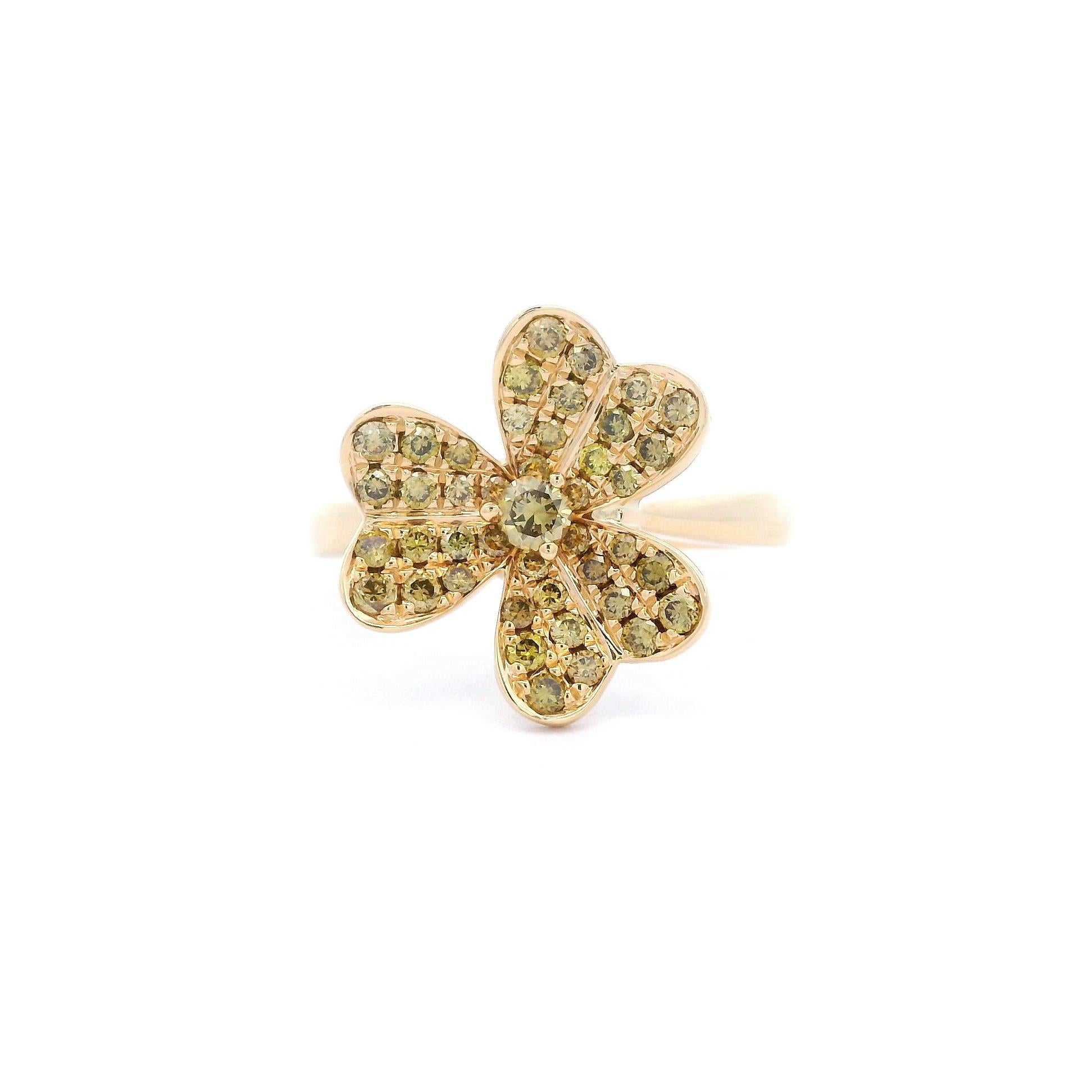 Moderne Alexander Beverly Hills, bague florale jaune 18 carats avec diamant jaune 0,56 carat en vente