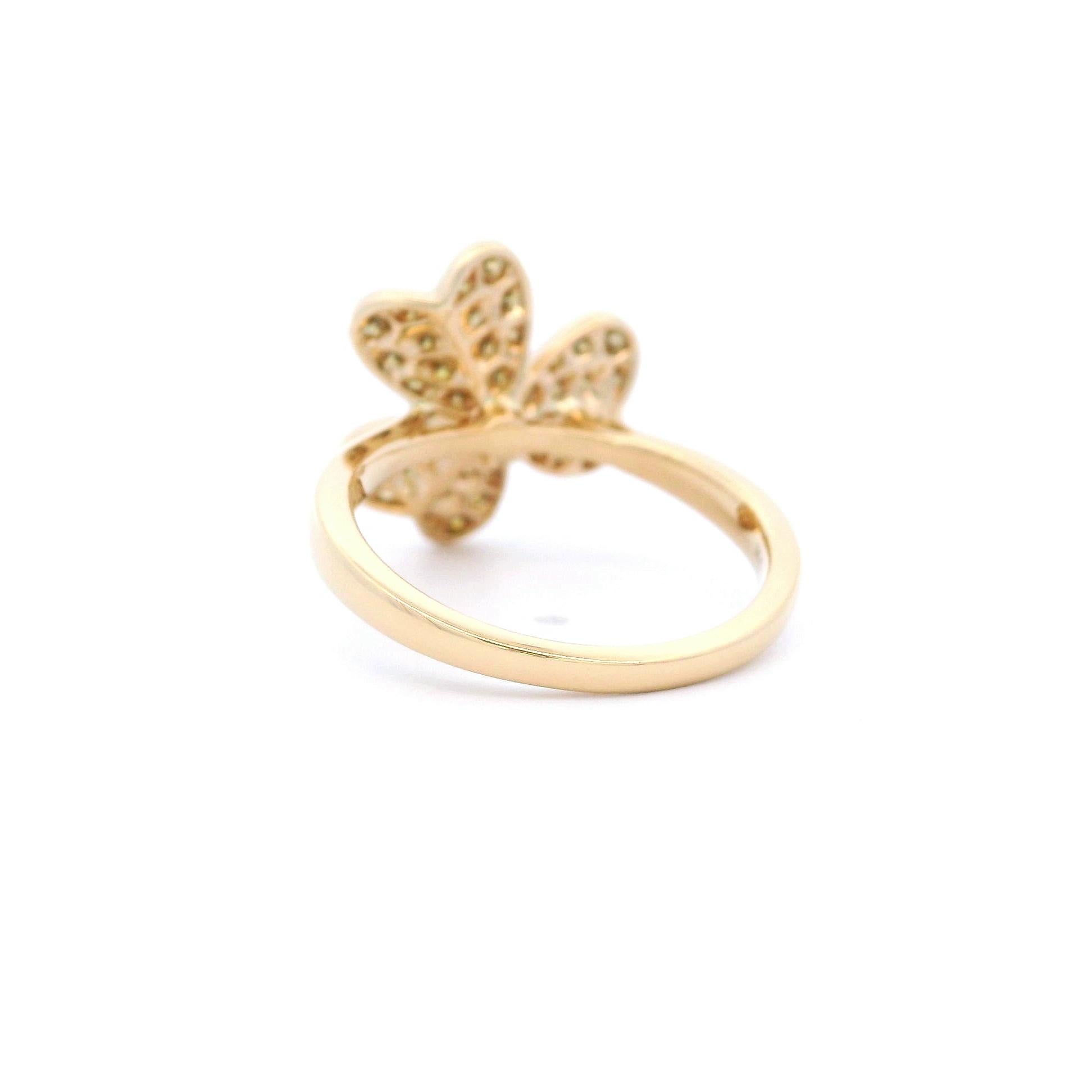 Taille ronde Alexander Beverly Hills, bague florale jaune 18 carats avec diamant jaune 0,56 carat en vente