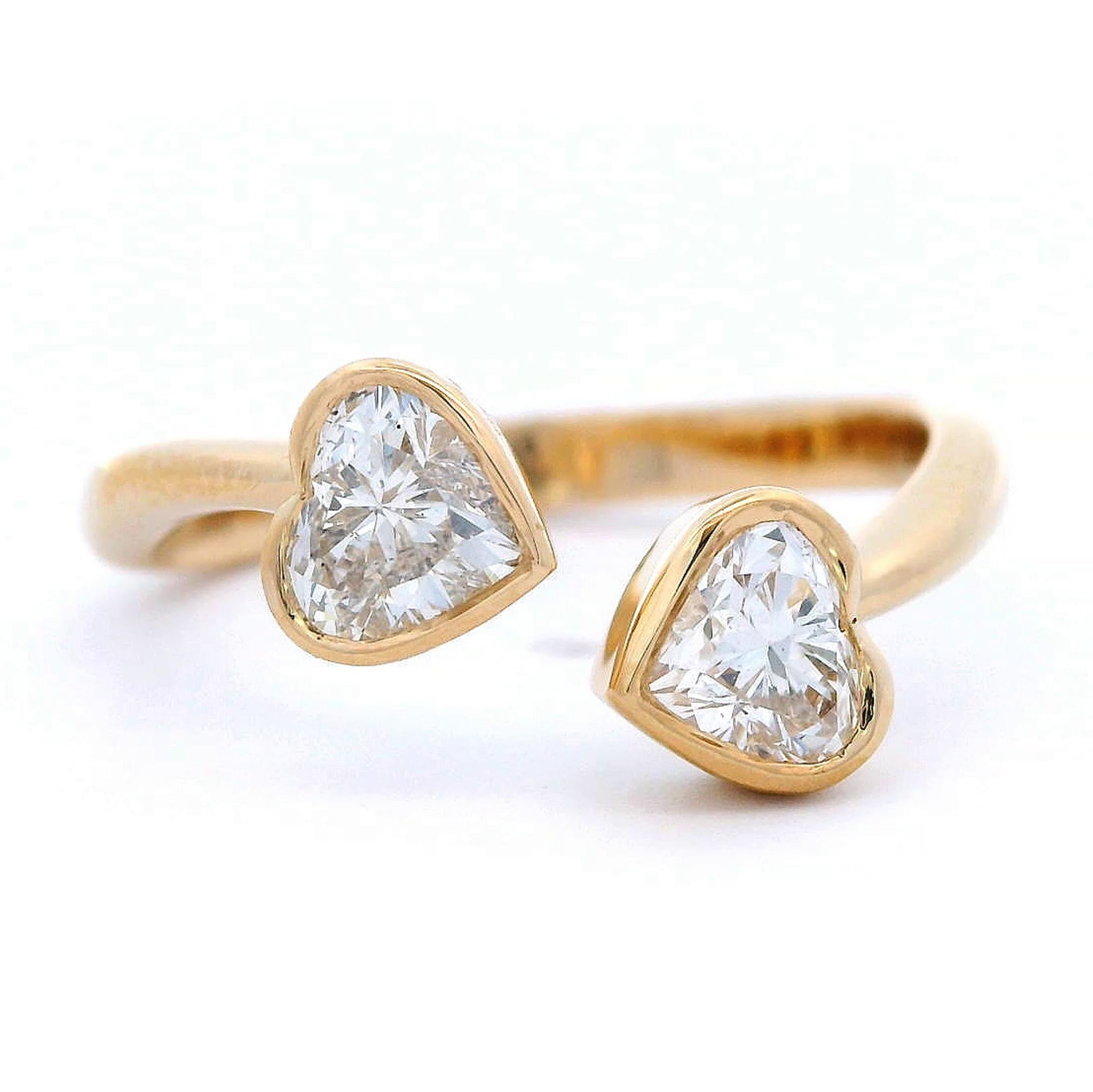 Contemporary Alexander Beverly Hills 0.79ct Heart Shape Diamond Toi Et Moi Ring 18k For Sale