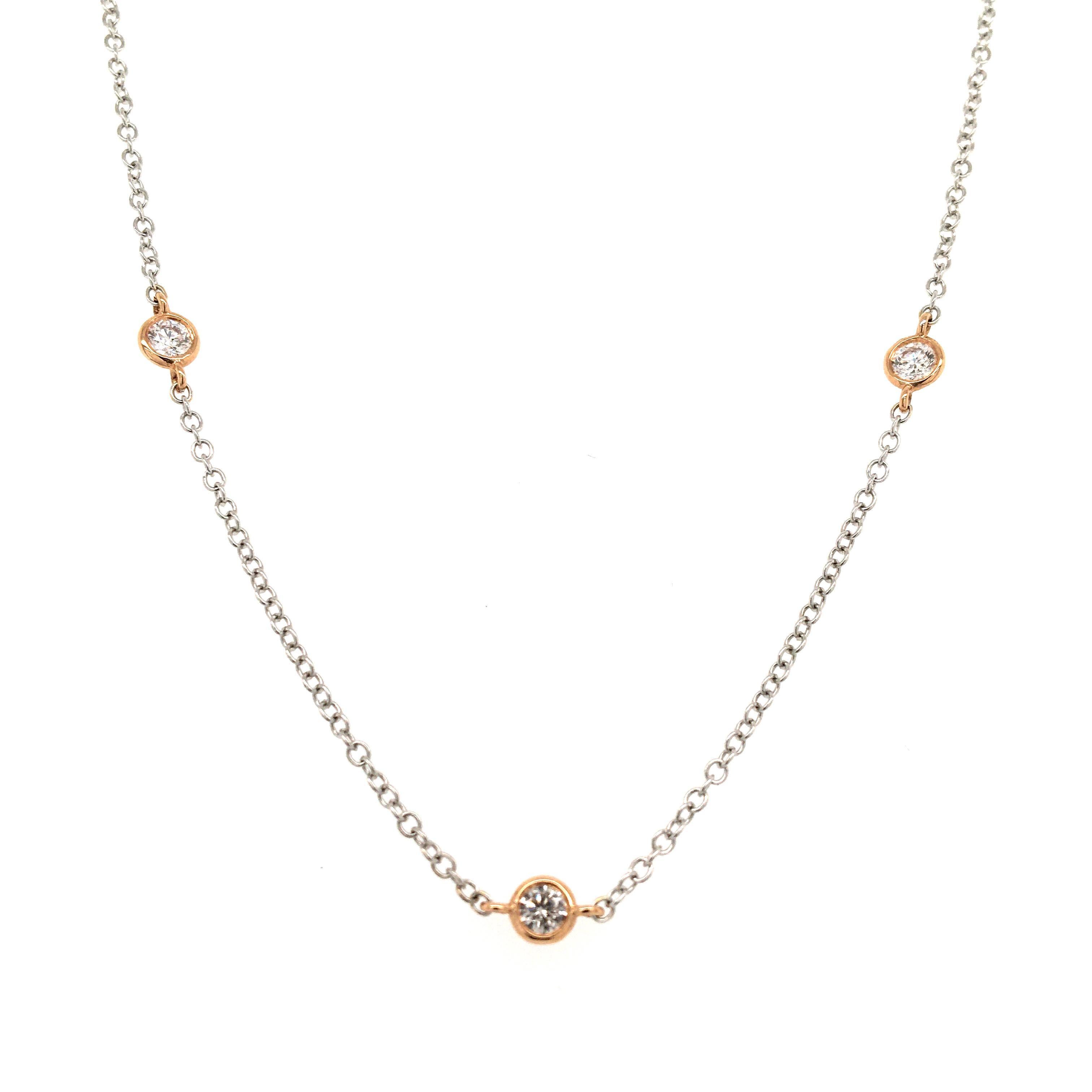 Alexander Beverly Hills 0,83 ct Diamantes por metros Oro blanco y rosa de 18 quilates 22 pulg. Corte redondo en venta