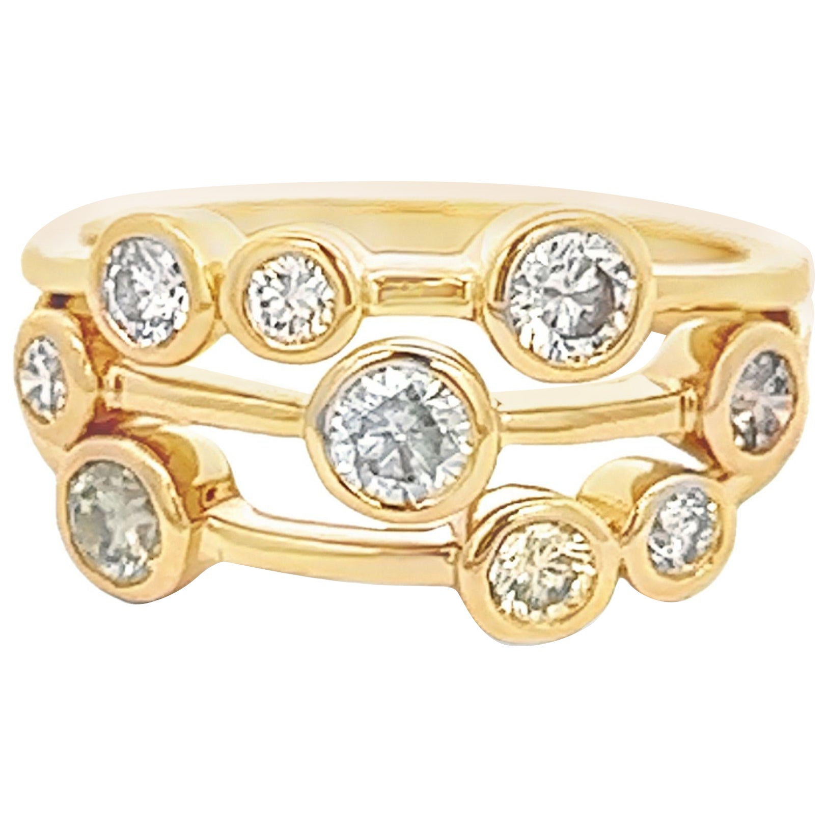 Alexander Beverly Hills Anillo con bisel de diamantes flotantes de 0,97 ct Oro amarillo de 18k