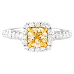 Alexander Beverly Hills 1,01ct Fancy Intense Yellow Cushion Diamond Ring 18k