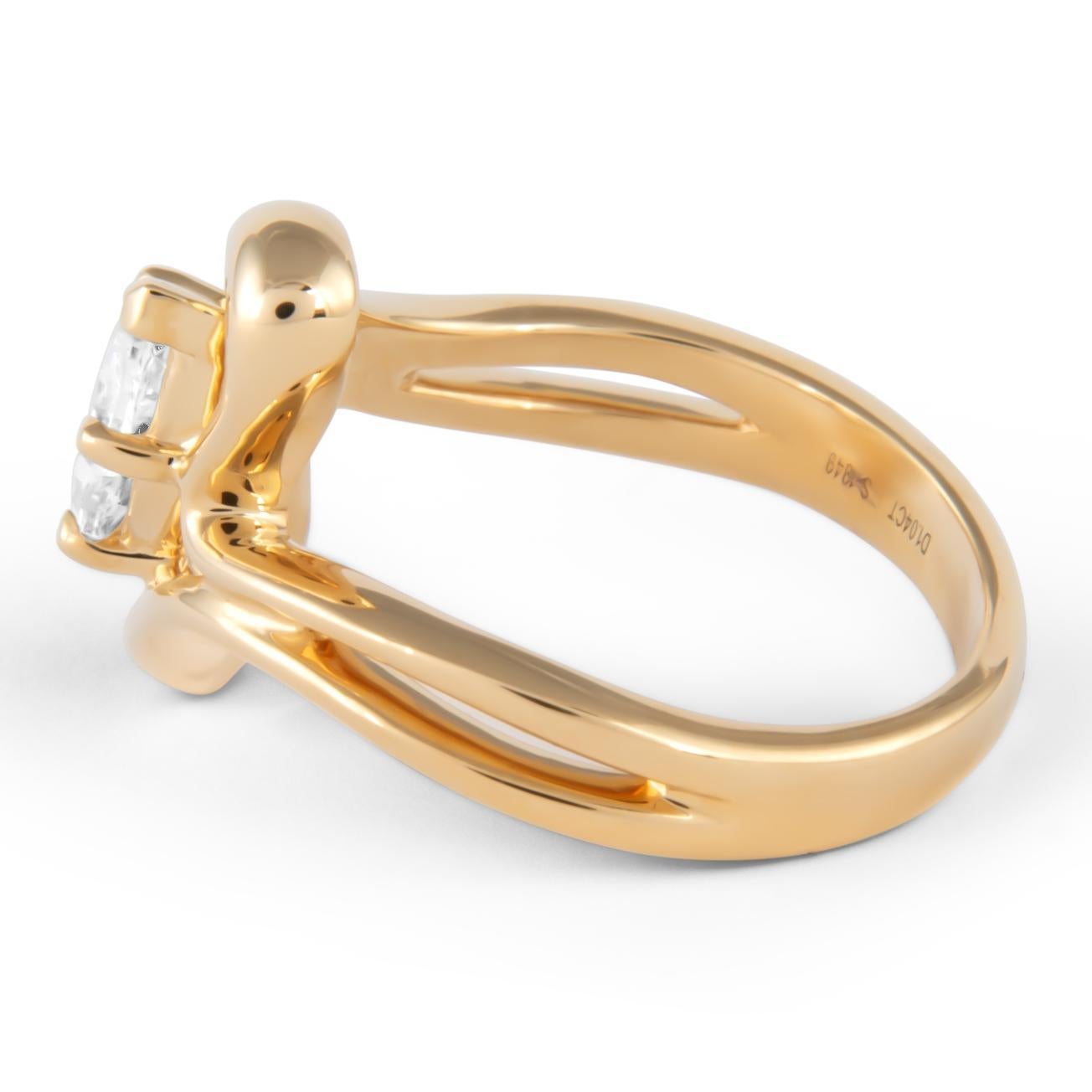 Contemporain Alexander Beverly Hills, bague abstraite en or jaune 18 carats avec diamant marquise de 1,01 carat en vente