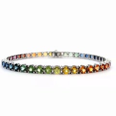 Alexander Beverly Hills 10.23ct Rainbow Sapphire Tennis Bracelet 18k White Gold