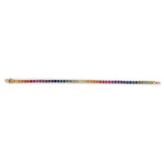 Alexander Beverly Hills 10.23ct Rainbow Sapphire Tennis Bracelet 18k Yellow Gold