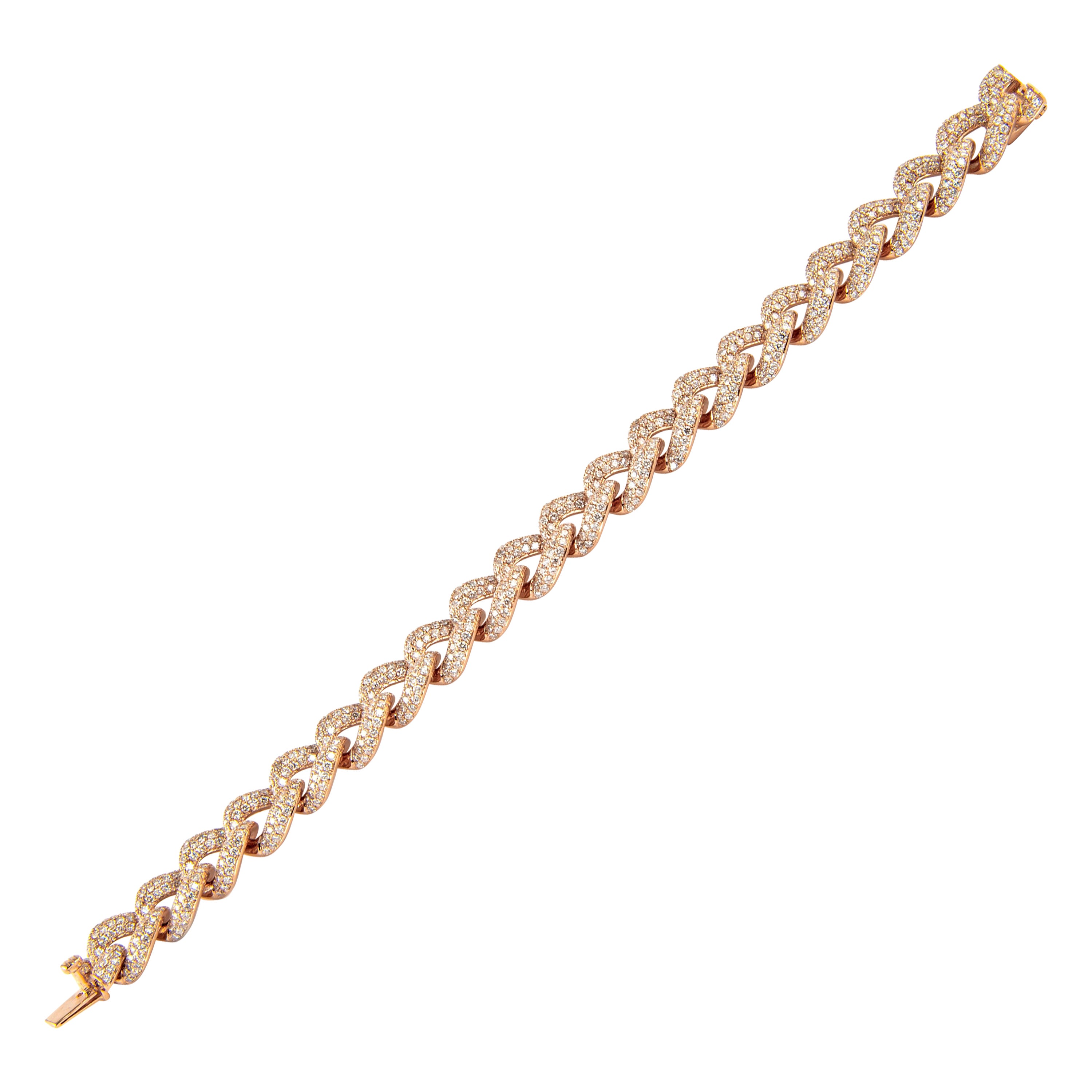 Alexander Beverly Hills Cuban Gliederarmband aus 18 Karat Roségold mit 10,24 Karat Diamanten