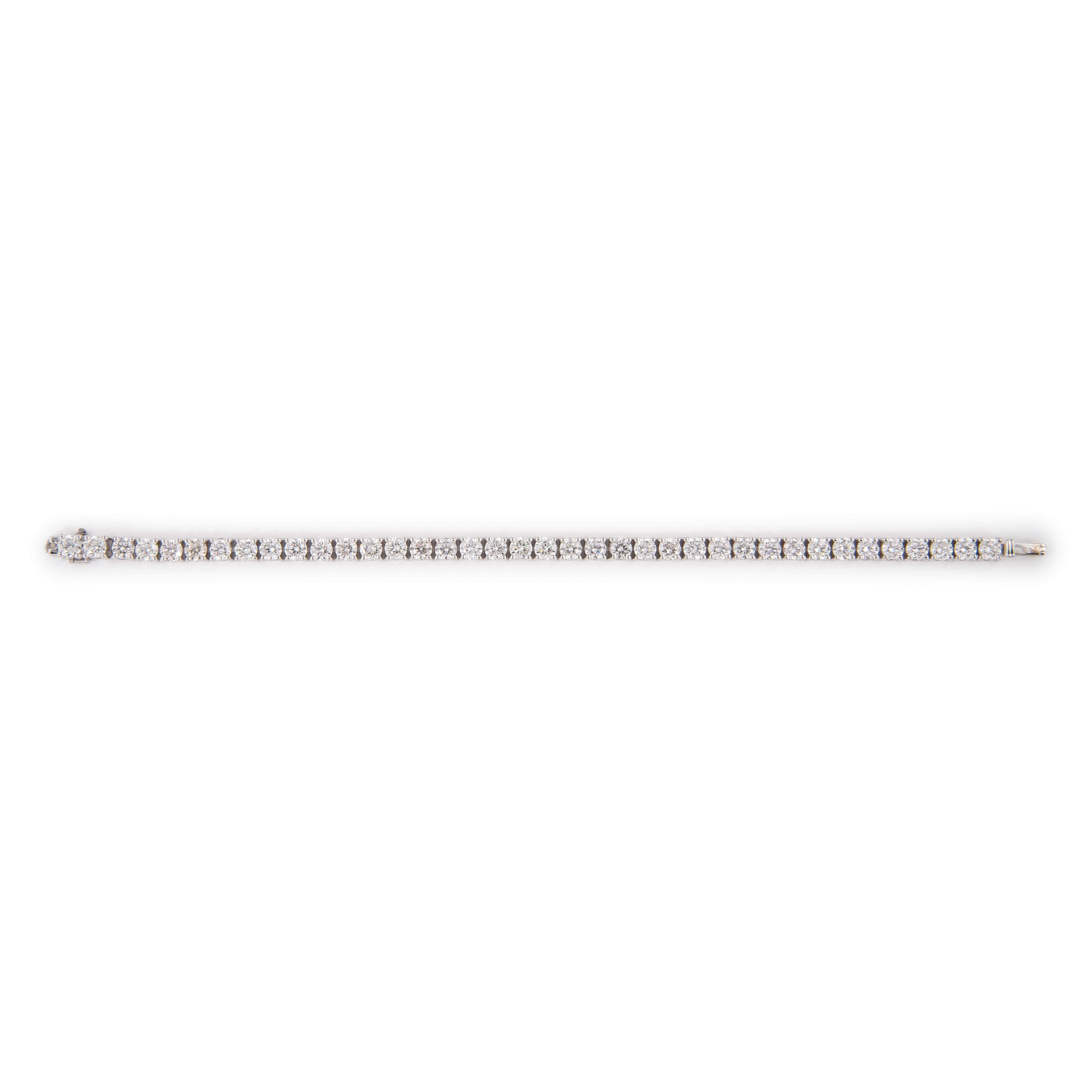 Round Cut Alexander Beverly Hills 10.32ct Diamond Tennis Bracelet 18k White Gold For Sale