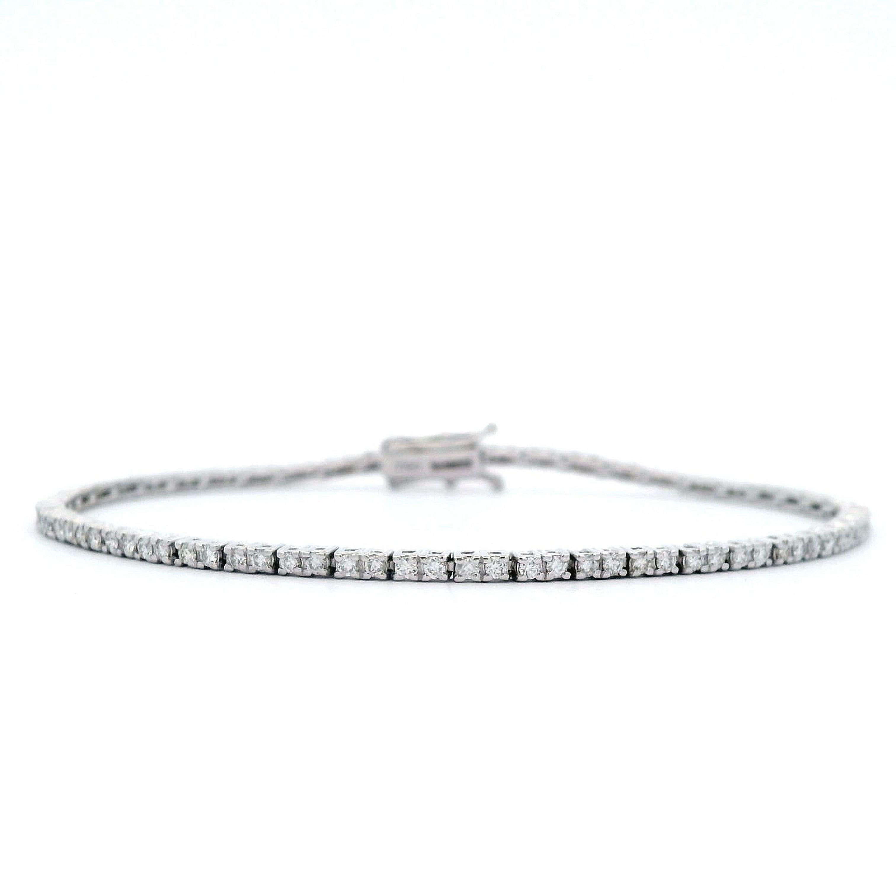 Contemporary Alexander Beverly Hills 1.03ct Diamond F VS1 Tennis Bracelet 18k White Gold For Sale