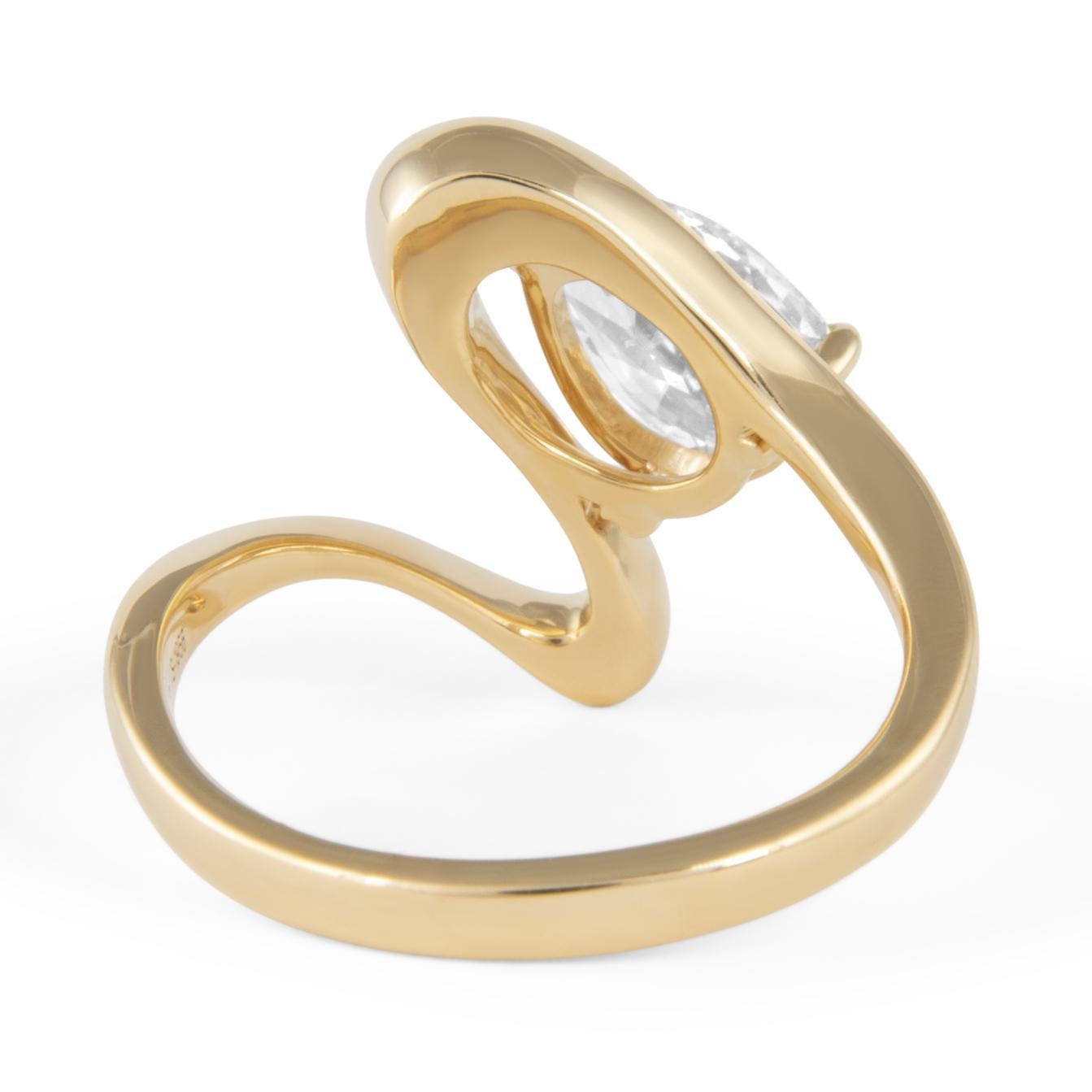 Taglio a goccia Alexander Beverly Hills 1,04ct Pear Diamond Abstract Ring Oro giallo 18k in vendita