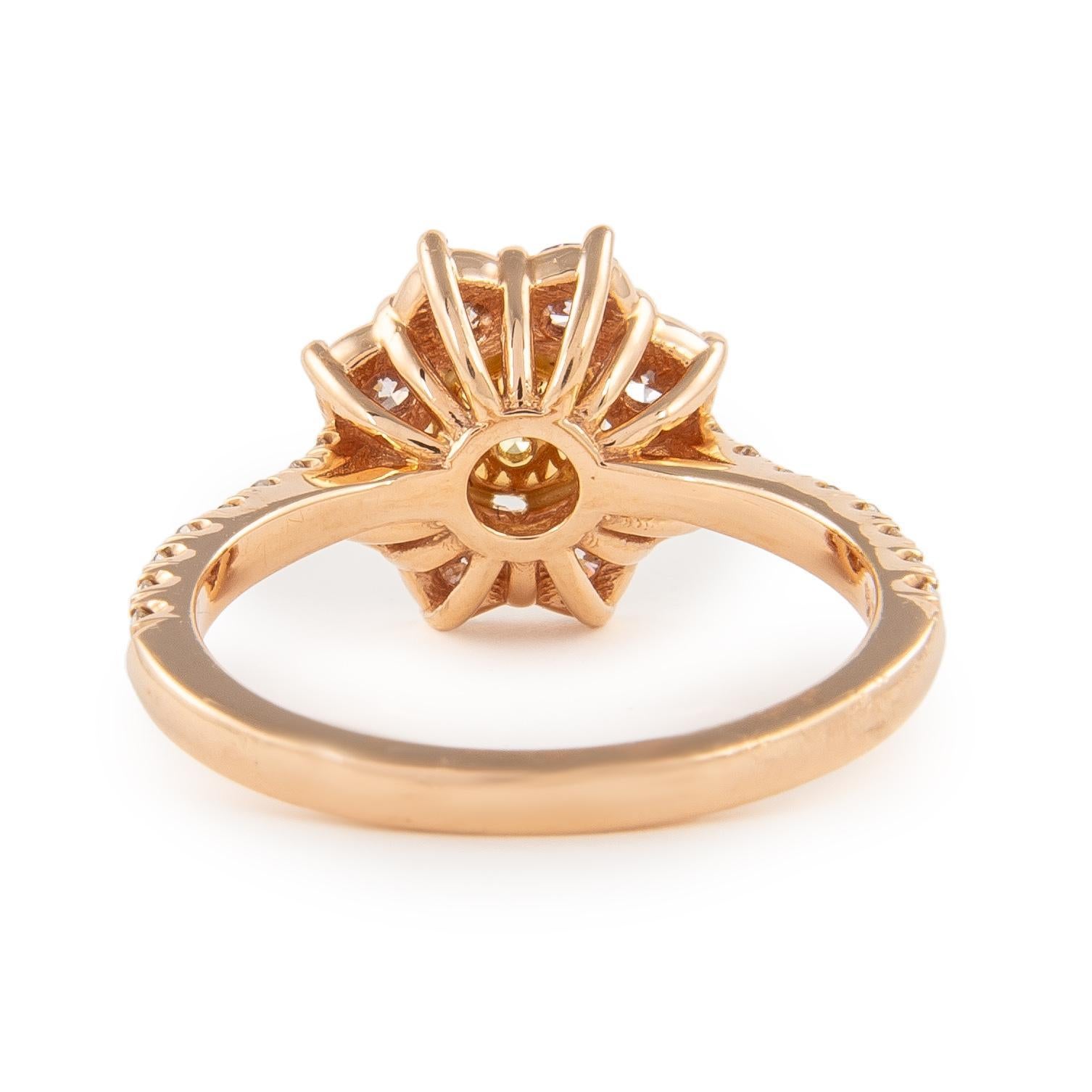 Round Cut Alexander Beverly Hills 1.09ctt Round Light Yellow Diamond Double Halo Ring 18k