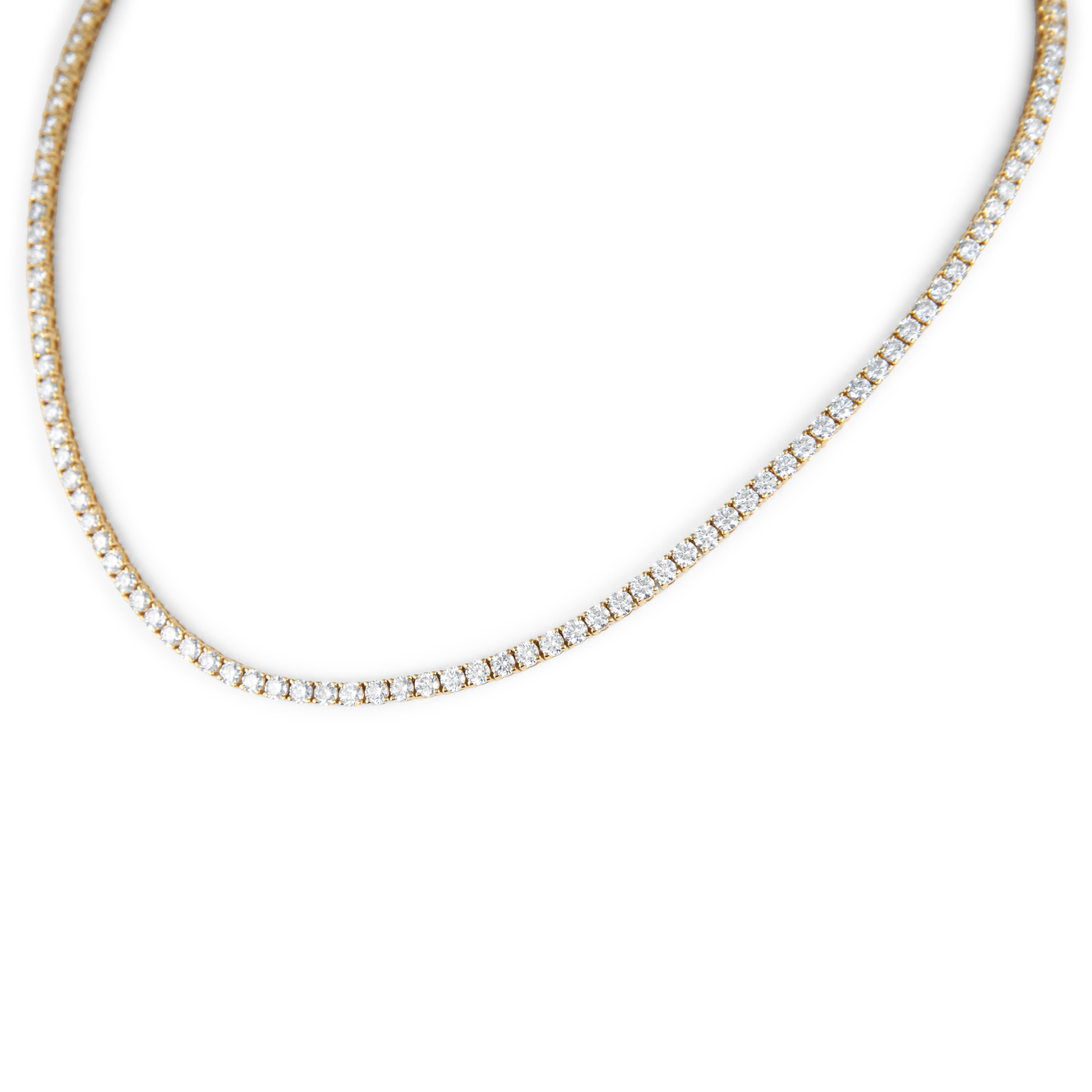 Taglio rotondo Alexander Beverly Hills - Collana Tennis con diamanti da 11,06 carati in oro giallo 18 carati da 16,5 pollici in vendita