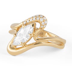 Alexander Beverly Hills 1.11ctt Marquise Diamond Abstract Ring 18k Yellow Gold