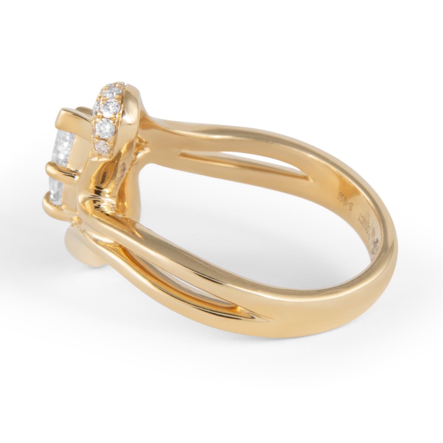 Contemporain Alexander Beverly Hills, bague abstraite en or jaune 18 carats avec diamant marquise de 1,11 carat en vente