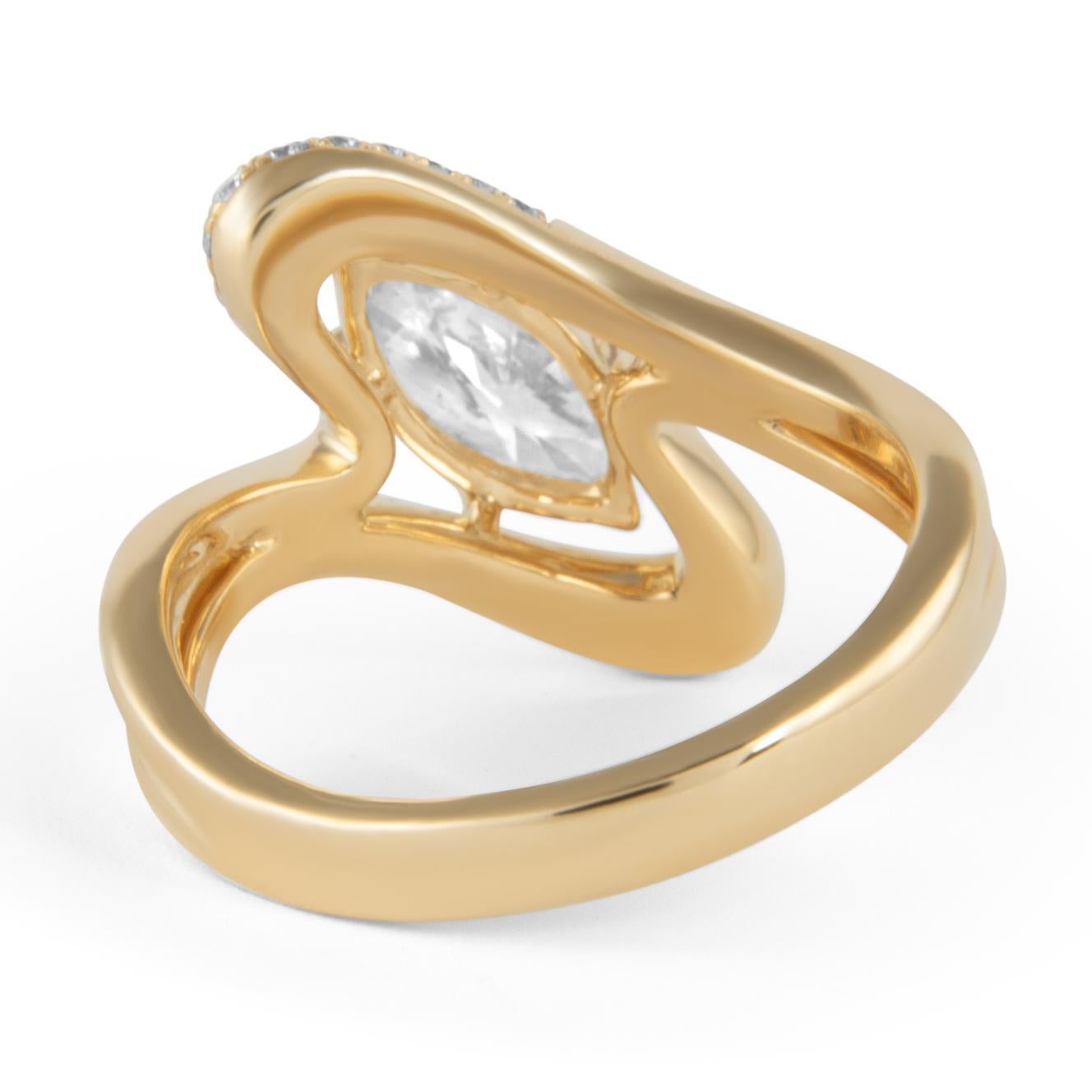 Taille Marquise Alexander Beverly Hills, bague abstraite en or jaune 18 carats avec diamant marquise de 1,11 carat en vente
