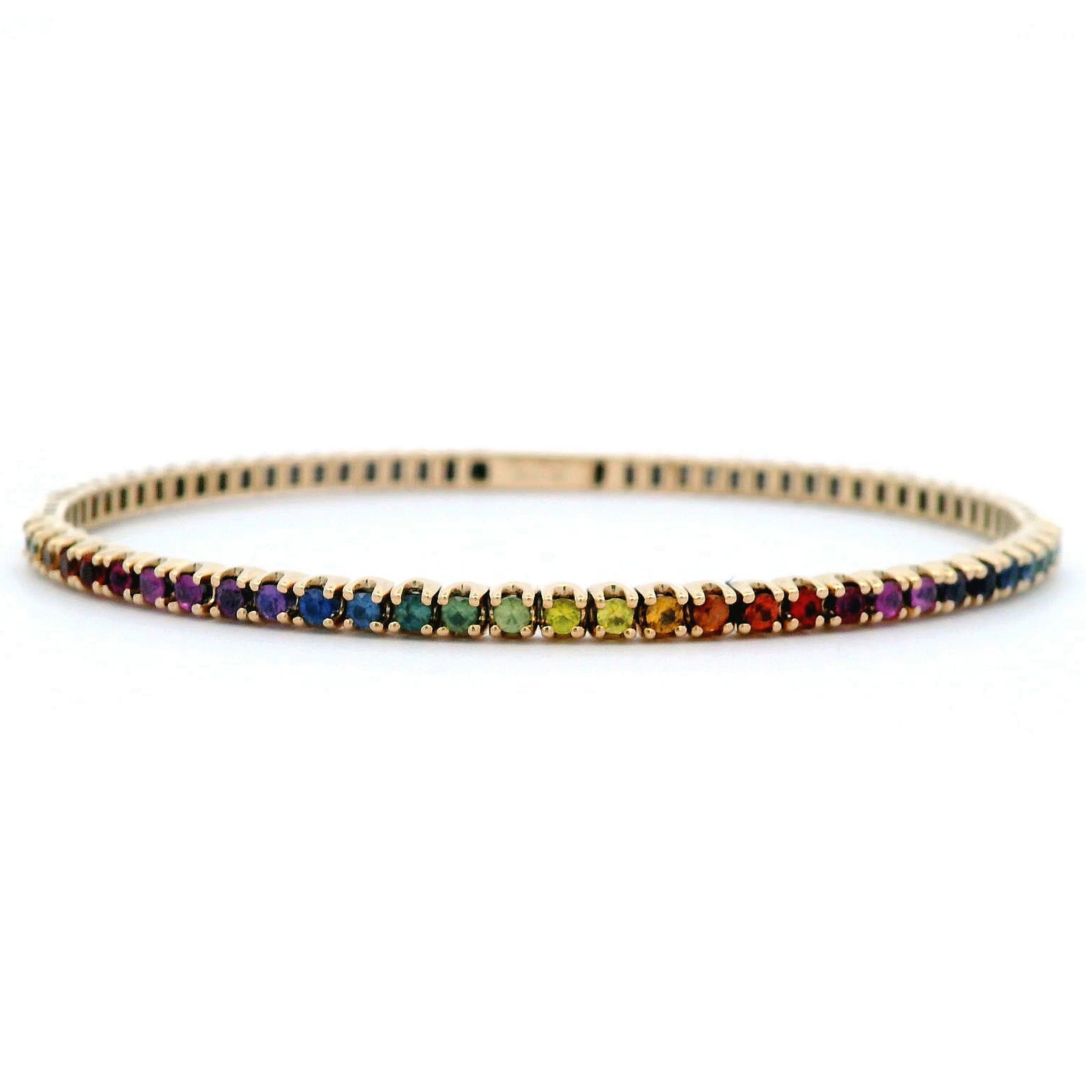 Alexander of Beverly Hills 1.12ct Regenbogensaphir Tennis Flex Armband Gelbgold (Zeitgenössisch) im Angebot