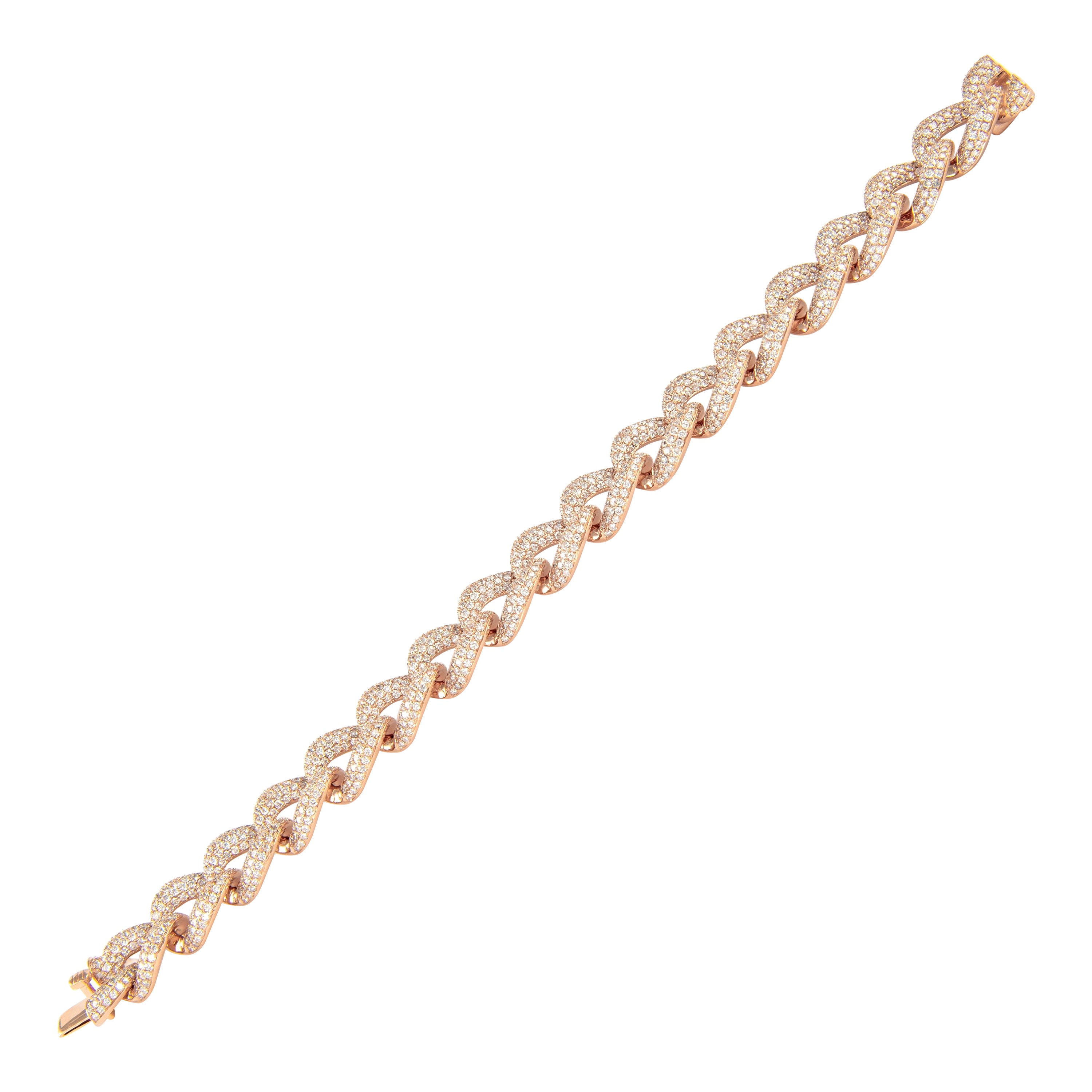 Alexander Beverly Hills Pulsera de eslabones cubanos con diamantes de 11,39 ct Oro rosa de 18k en Nuevo estado para la venta en BEVERLY HILLS, CA
