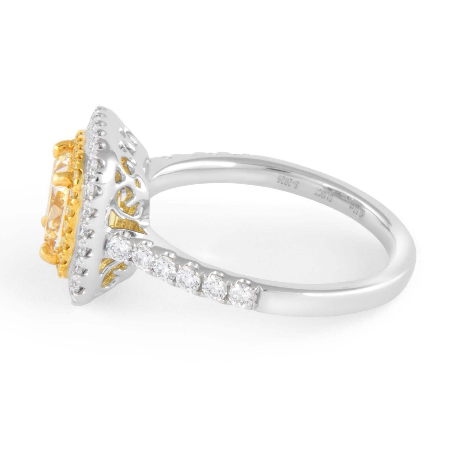 Contemporaneo Alexander Beverly Hills - Anello di diamanti gialli a cuscino da 1,13 carati 18 carati bicolore in vendita