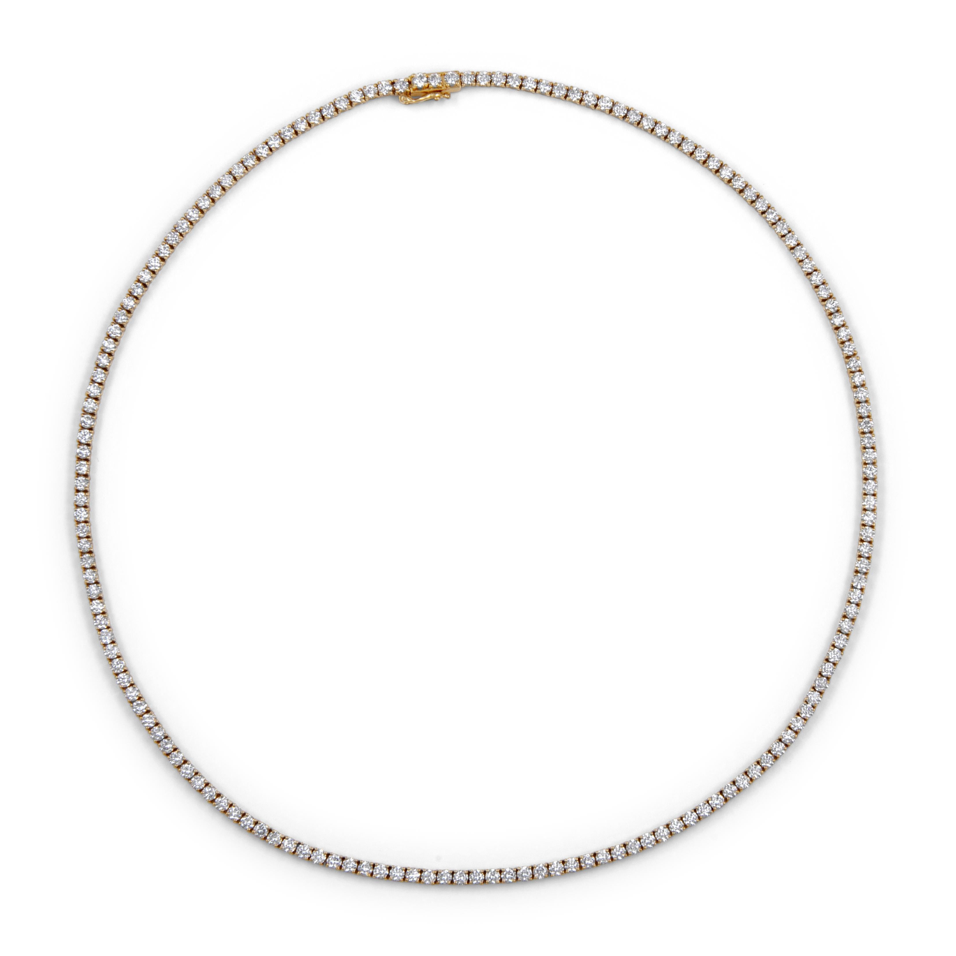 Alexander Beverly Hills Collar de tenis con diamantes de 11,41 ct Oro amarillo de 18k 18,5 pulg. Corte redondo en venta