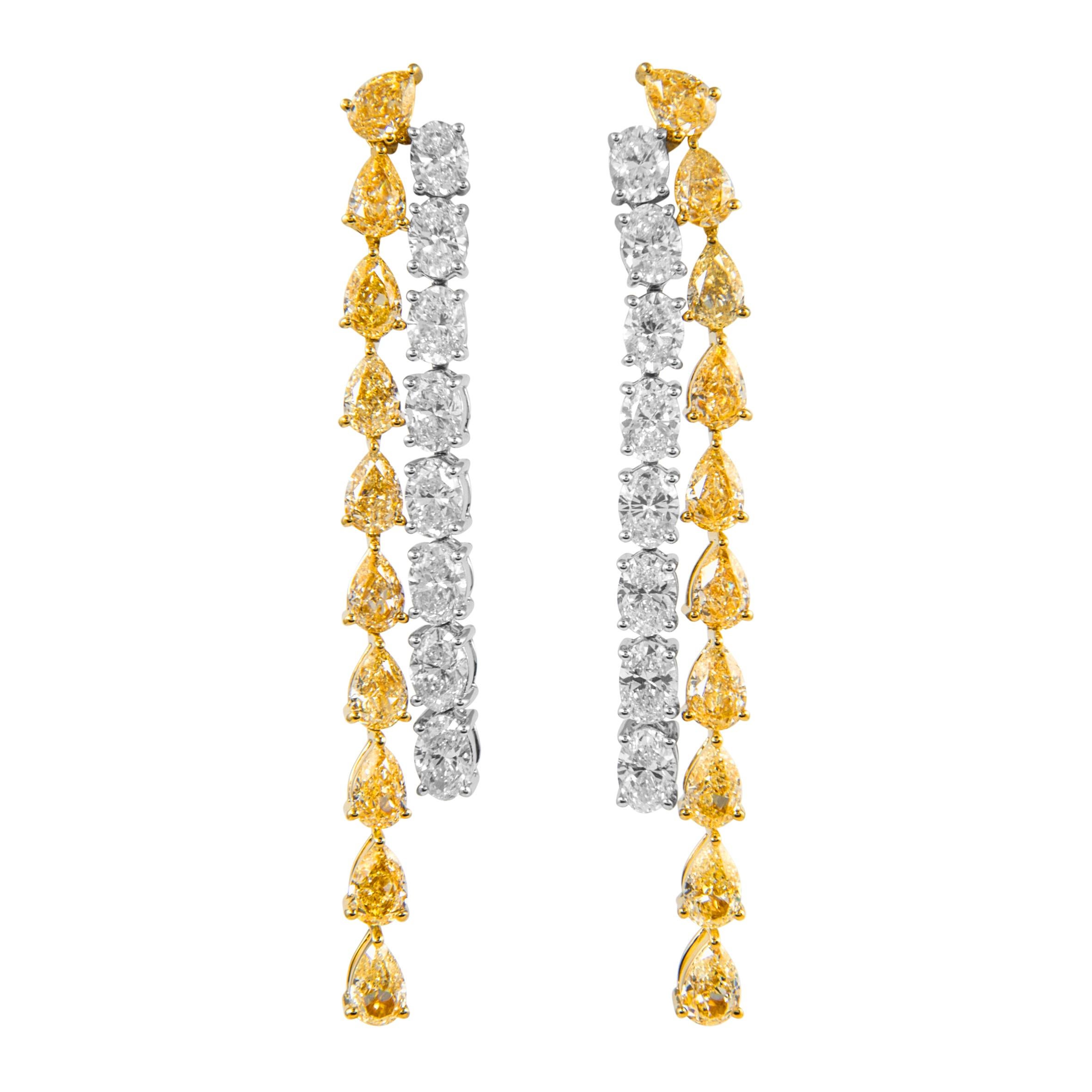 Alexander Beverly Hills 11.44ct Fancy Yellow Diamond Drop Earrings 18k Gold