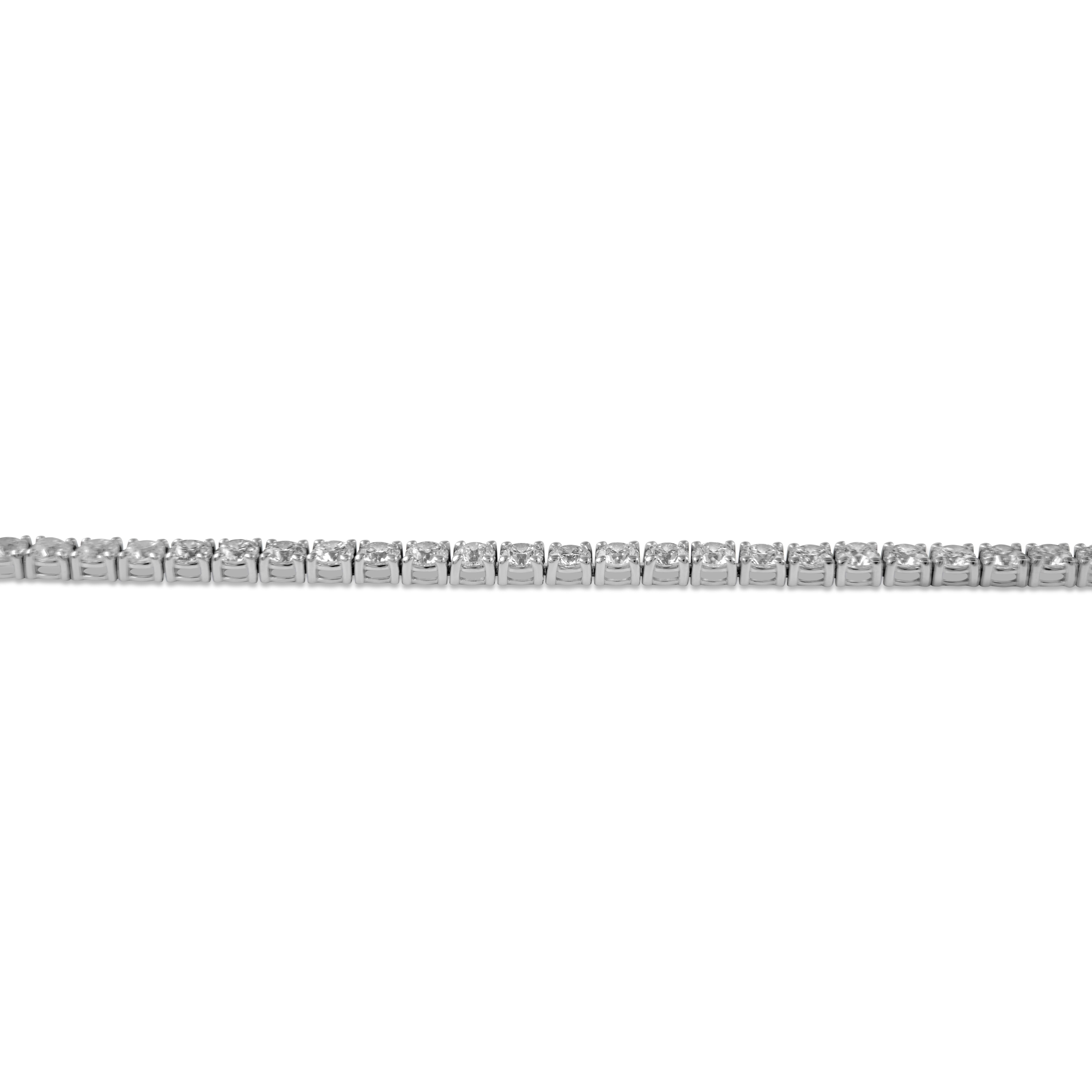 Round Cut Alexander Beverly Hills 11.54ct Diamond Tennis Bracelet 18k White Gold For Sale