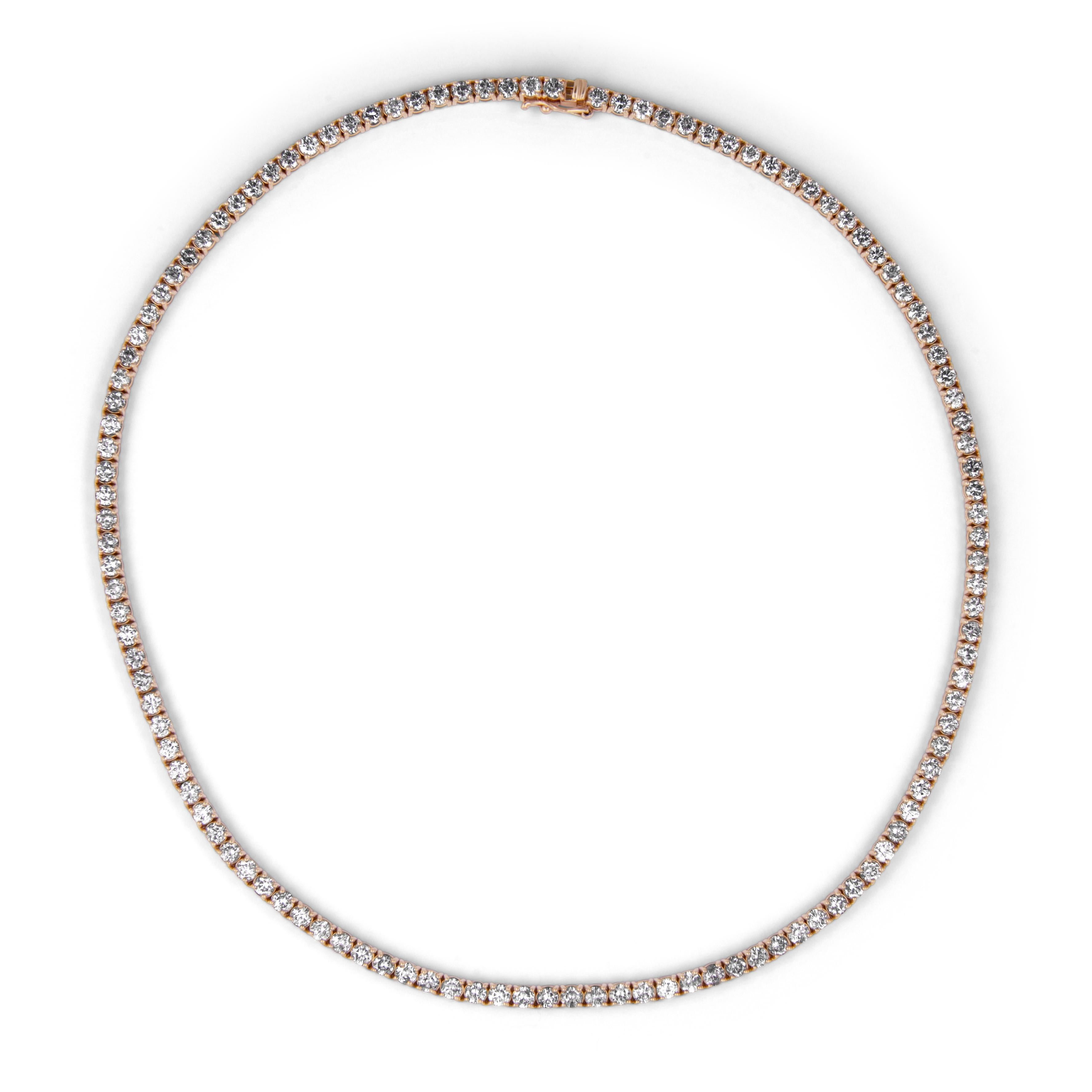 Contemporary Alexander Beverly Hills 11.75ct Diamond Tennis Necklace Rose Gold For Sale