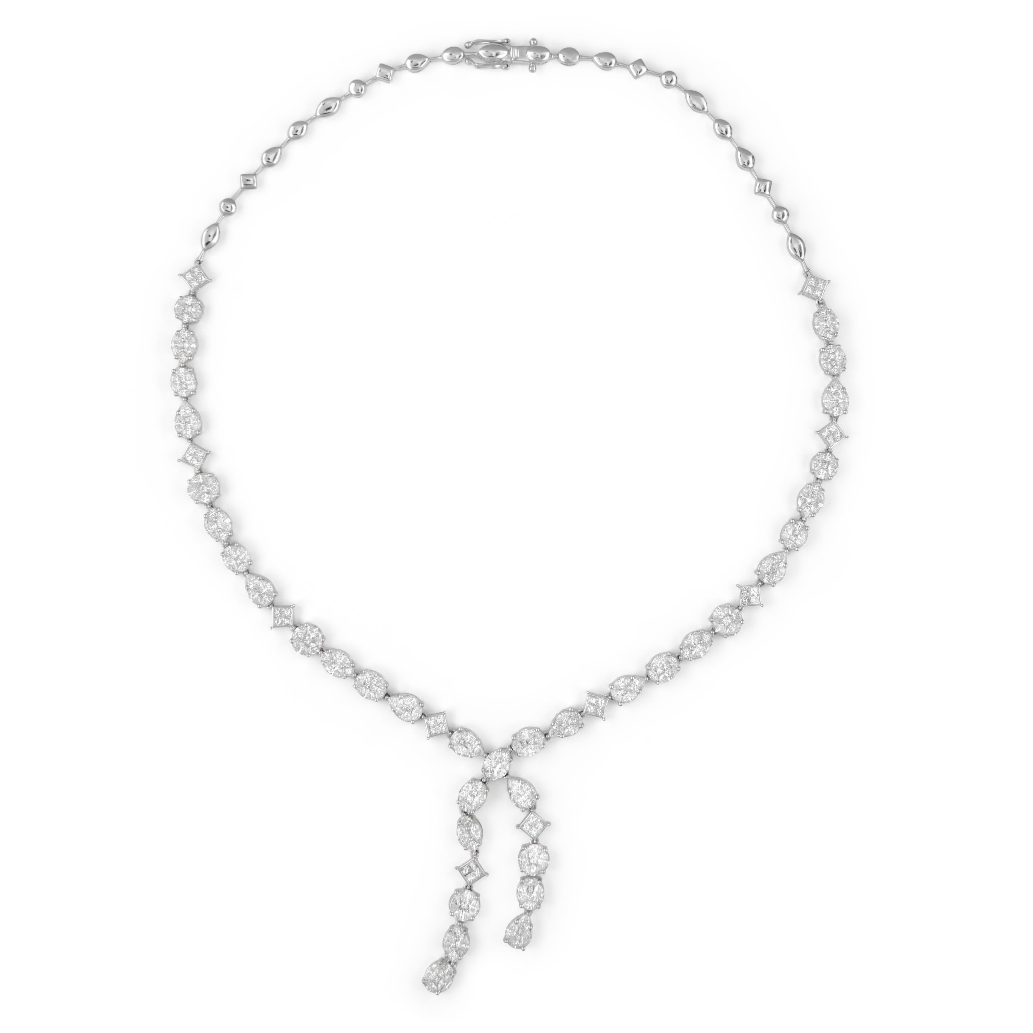 Contemporaneo Alexander Beverly Hills 11,98ct Lay Drop Collana in oro bianco 18k in vendita
