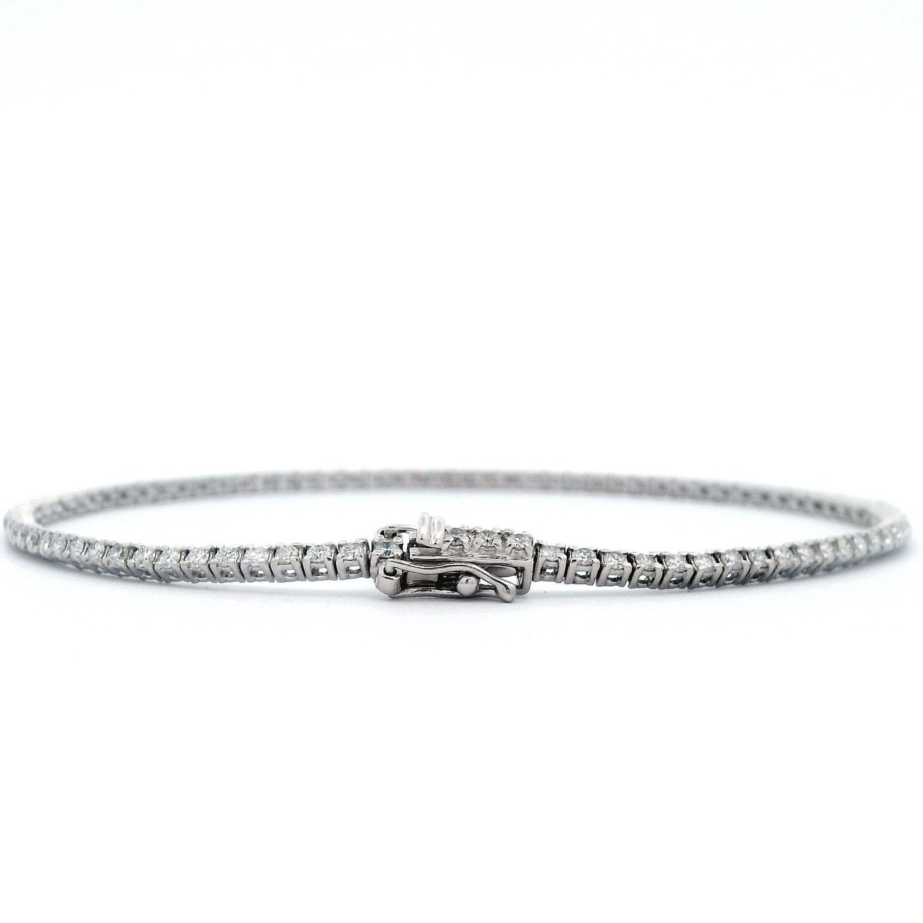 Contemporary Alexander Beverly Hills 1.20ct Diamond F VS1 Tennis Bracelet 18k White Gold For Sale
