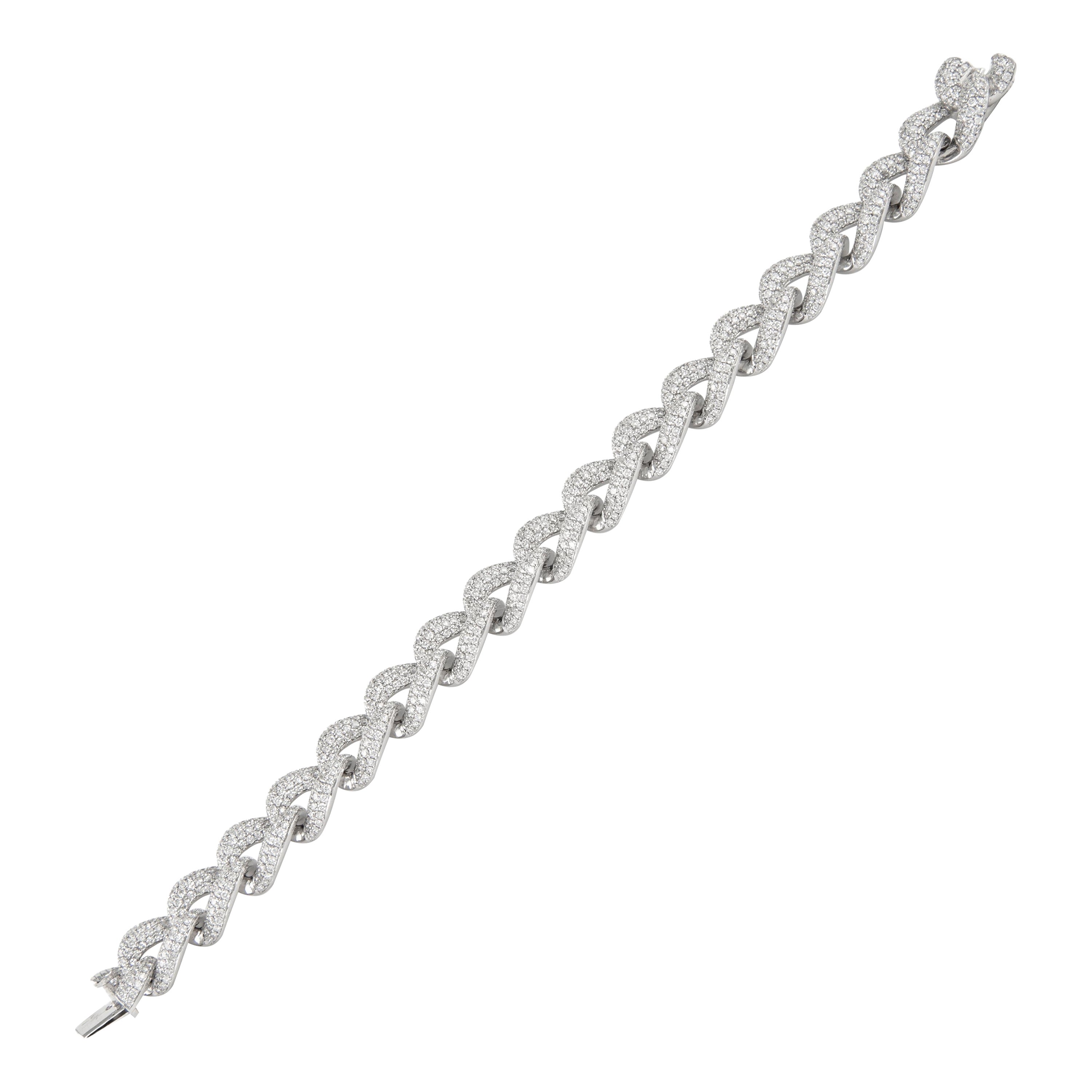 Alexander Beverly Hills Pulsera de eslabones cubanos con diamantes de 12,27 ct y oro blanco de 18k Moderno en venta