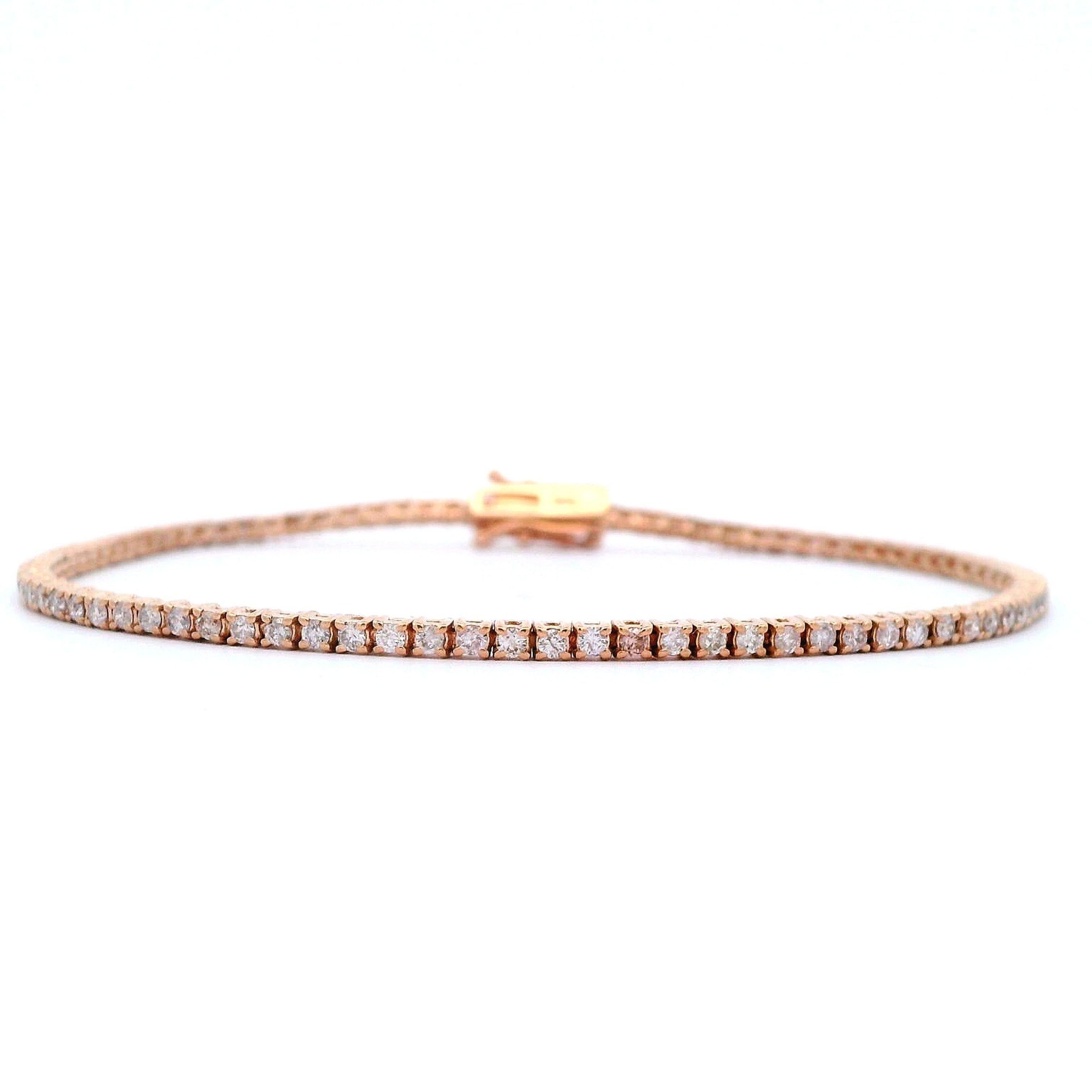 Contemporary Alexander Beverly Hills 1.24ct Diamond Tennis Bracelet 14-Karat Rose Gold For Sale