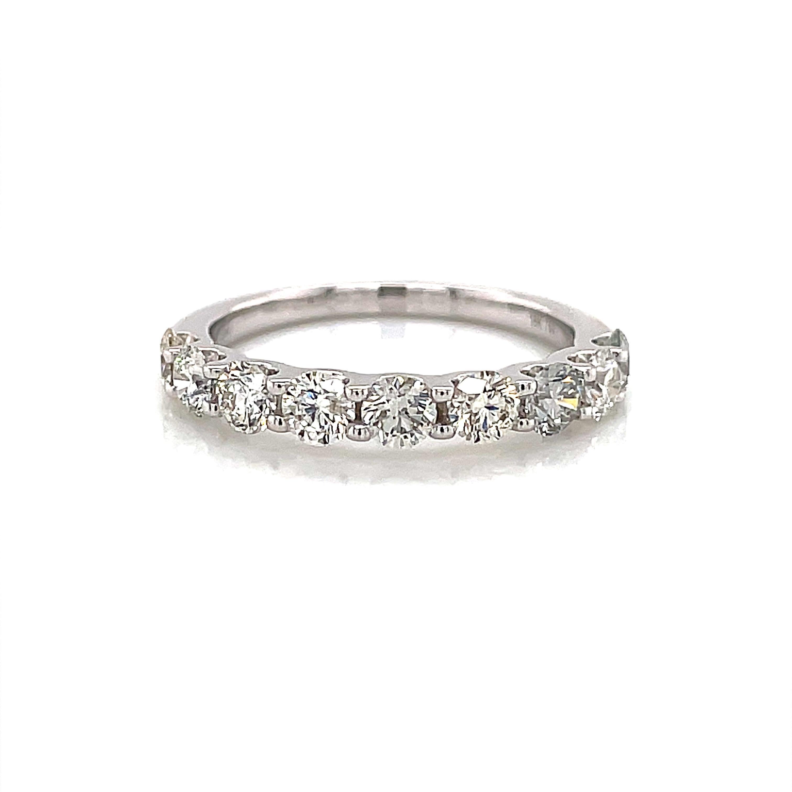 Contemporary Alexander Beverly Hills 1.24ct Round Diamond Eternity Half Band 18k White Gold For Sale