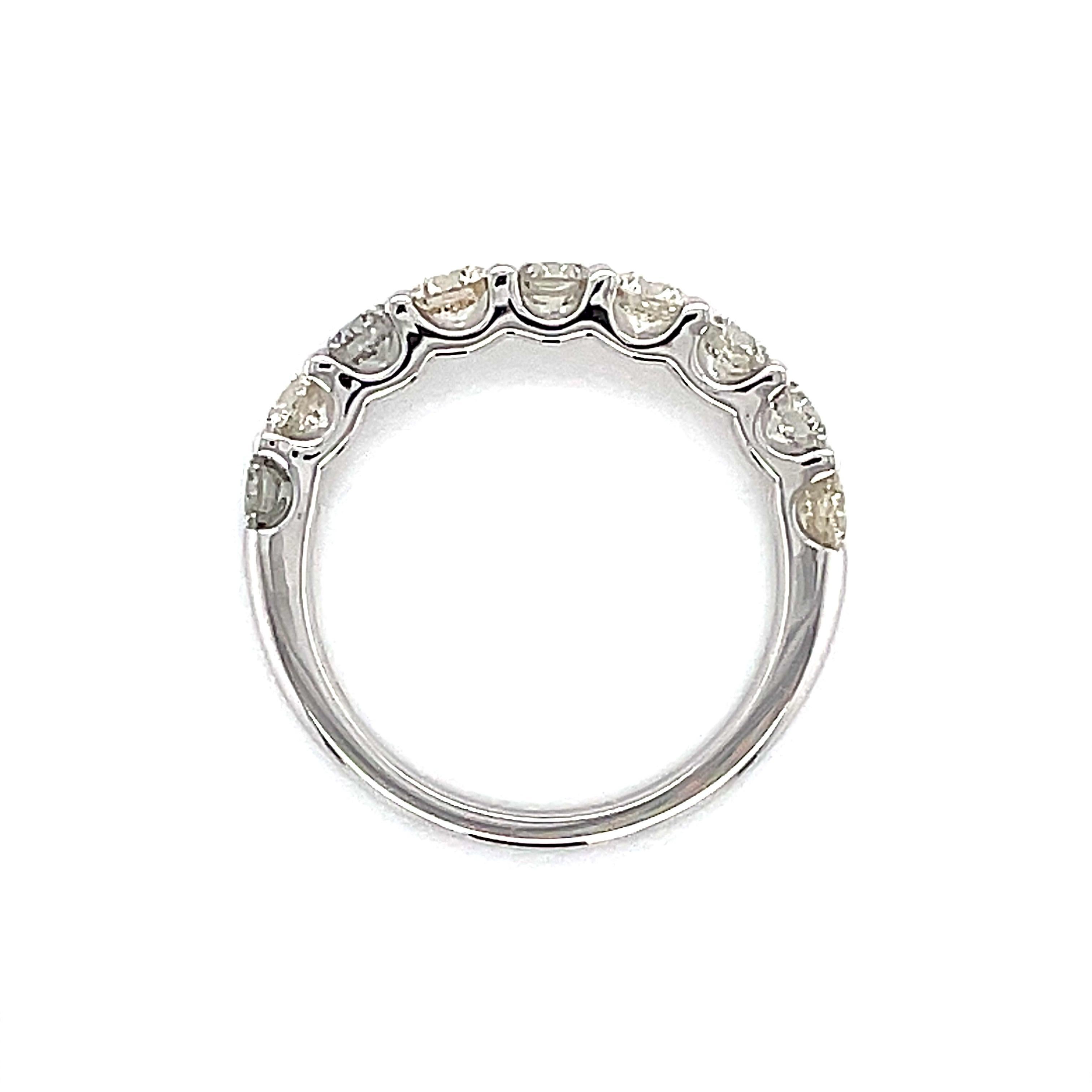 Round Cut Alexander Beverly Hills 1.24ct Round Diamond Eternity Half Band 18k White Gold For Sale